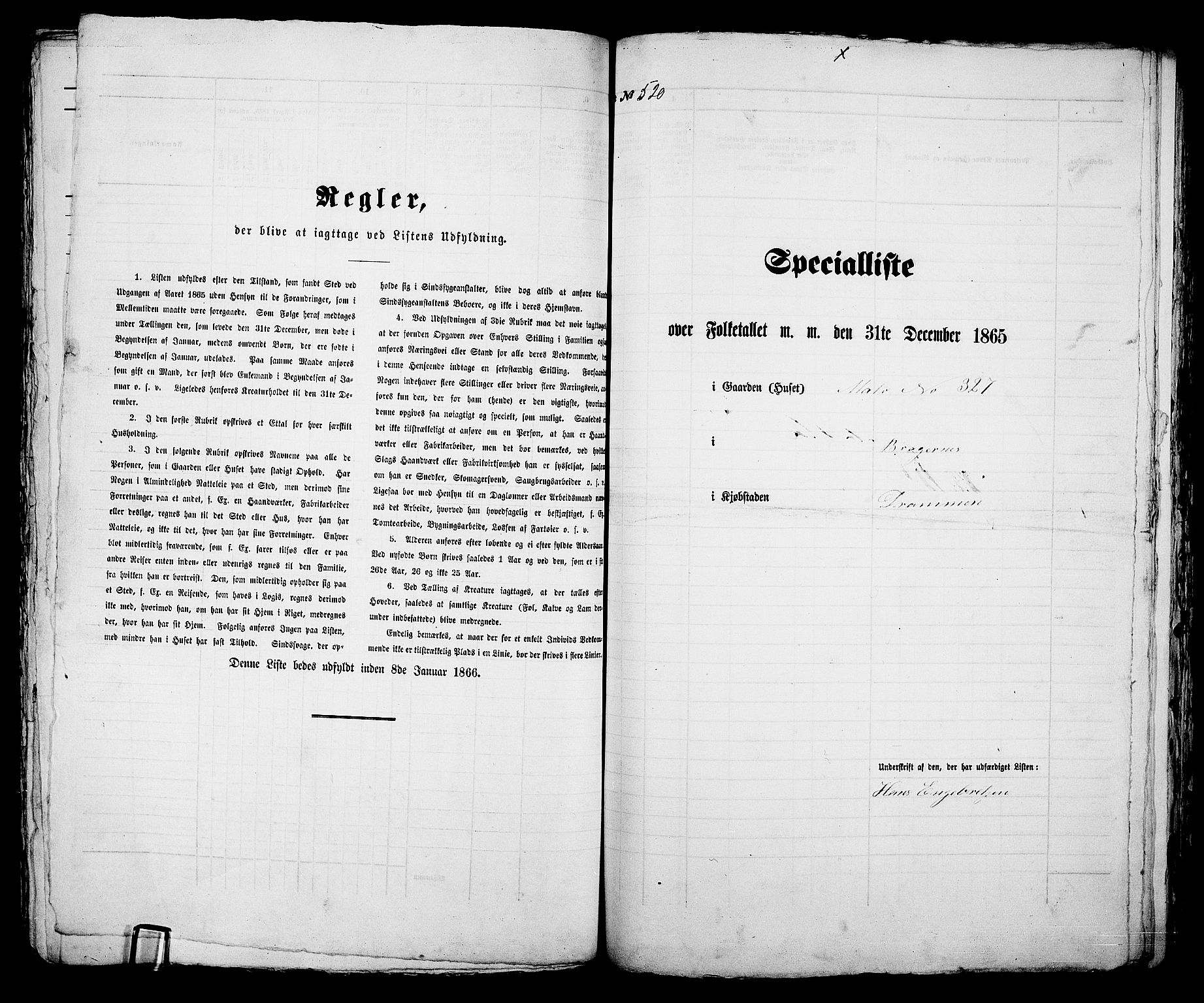 RA, 1865 census for Bragernes in Drammen, 1865, p. 1083