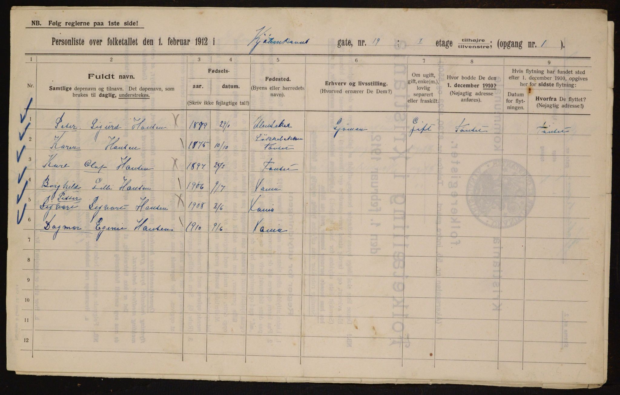 OBA, Municipal Census 1912 for Kristiania, 1912, p. 55545