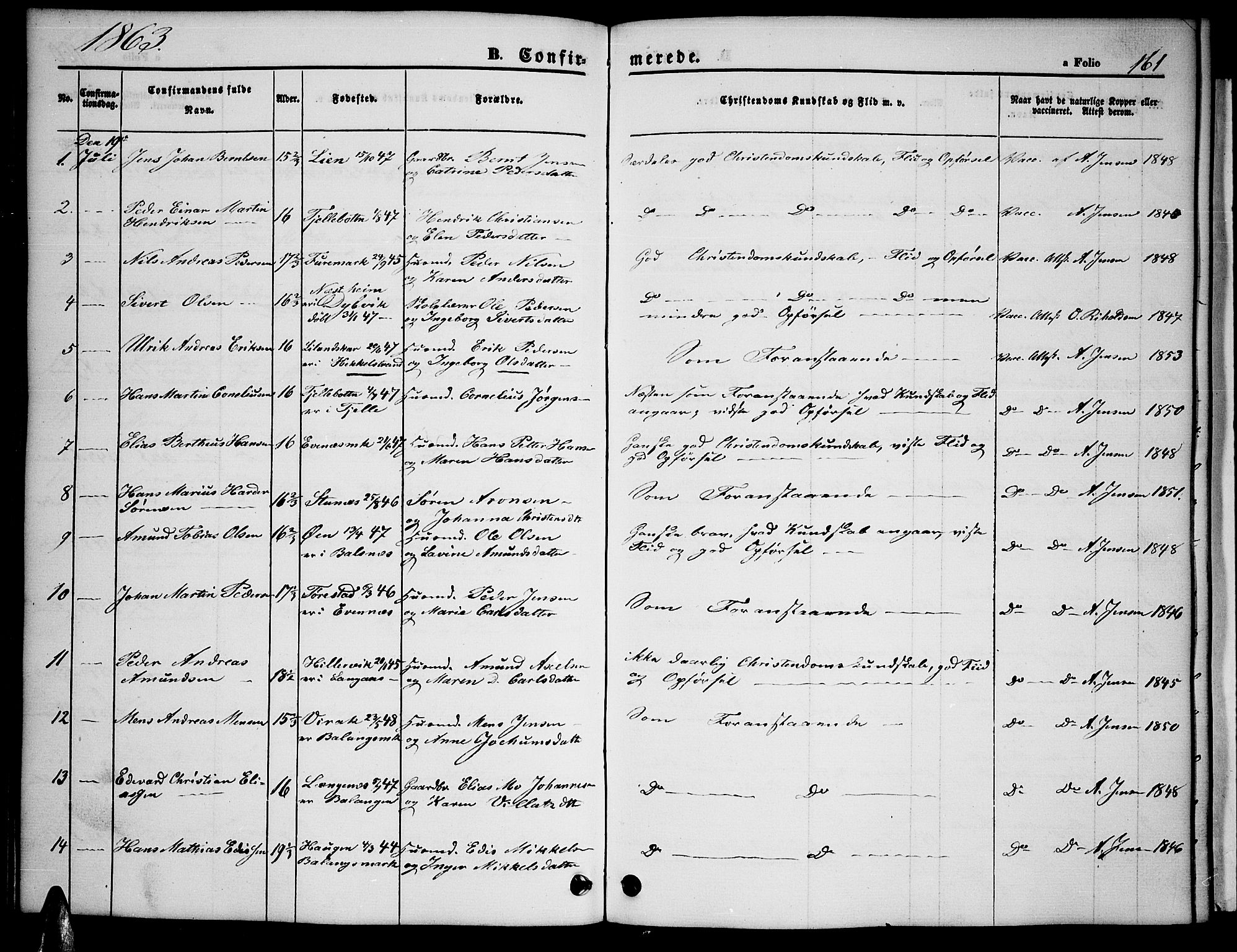 Ministerialprotokoller, klokkerbøker og fødselsregistre - Nordland, AV/SAT-A-1459/863/L0912: Parish register (copy) no. 863C02, 1858-1876, p. 161