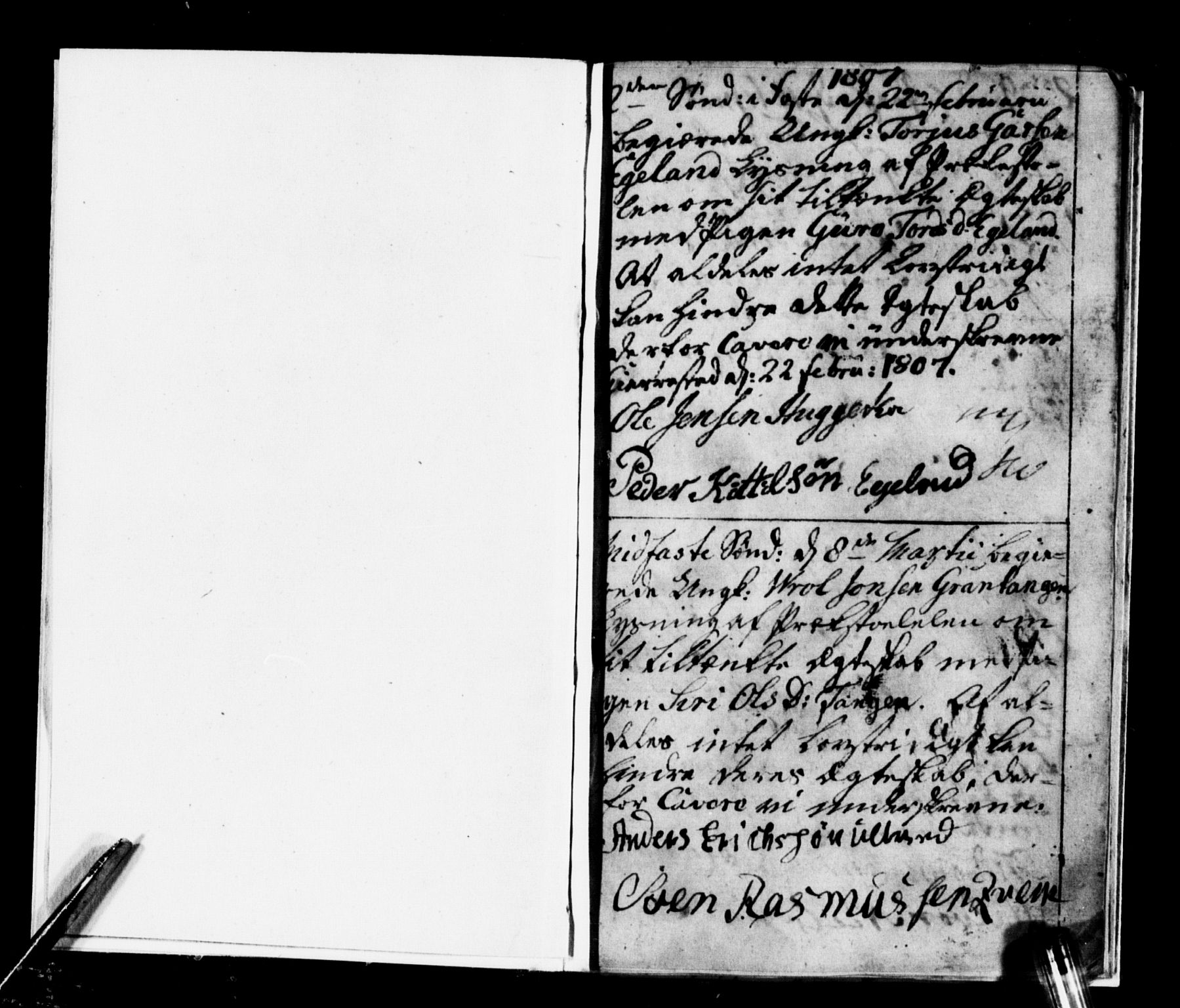 Gjerstad sokneprestkontor, SAK/1111-0014/J/Jd/L0006: Best man's statements no. A VI 40, 1807-1823, p. 2