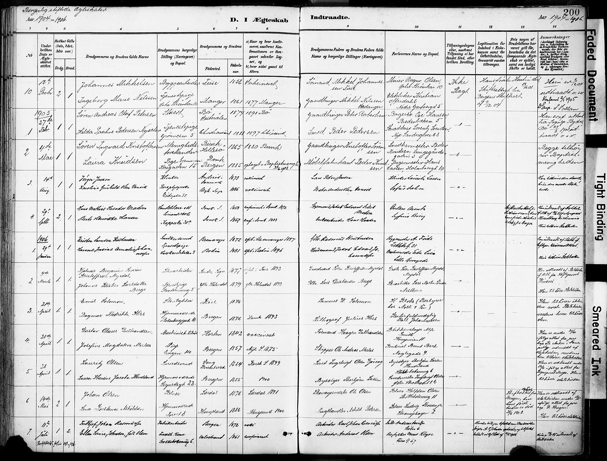 Domkirken sokneprestembete, SAB/A-74801/H/Haa/L0037: Parish register (official) no. D 4, 1880-1907, p. 200