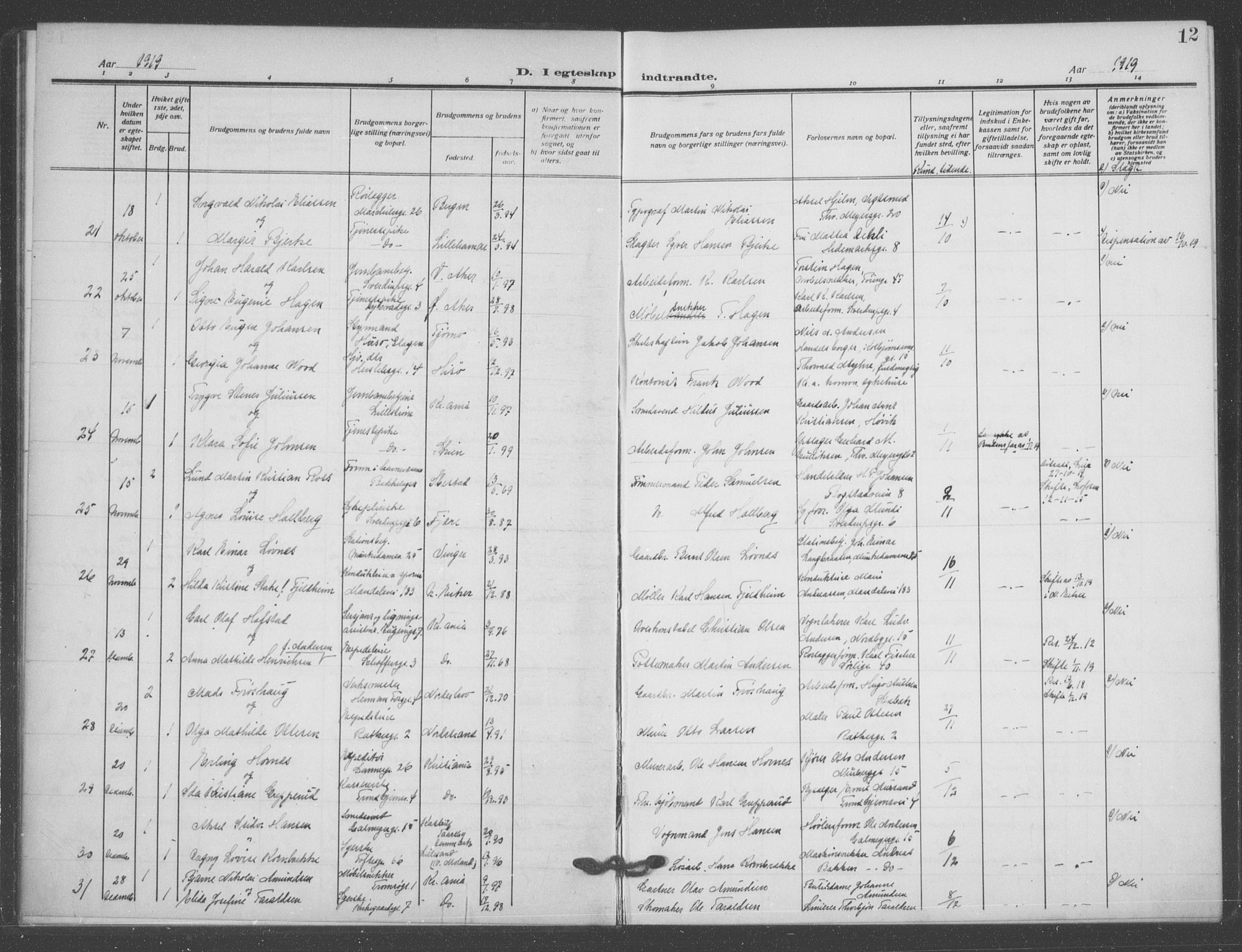 Matteus prestekontor Kirkebøker, AV/SAO-A-10870/F/Fa/L0003: Parish register (official) no. 3, 1917-1938, p. 12