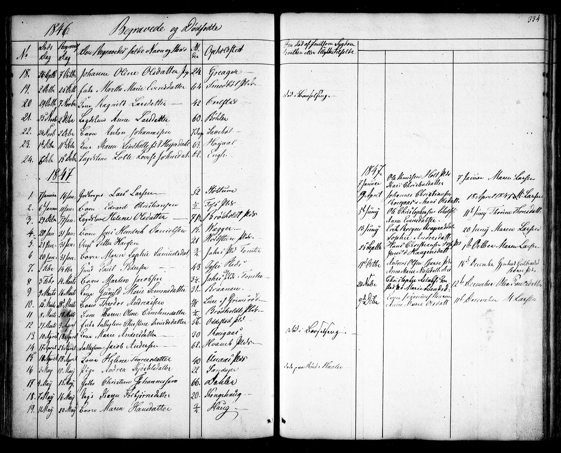 Hobøl prestekontor Kirkebøker, AV/SAO-A-2002/F/Fa/L0003: Parish register (official) no. I 3, 1842-1864, p. 334