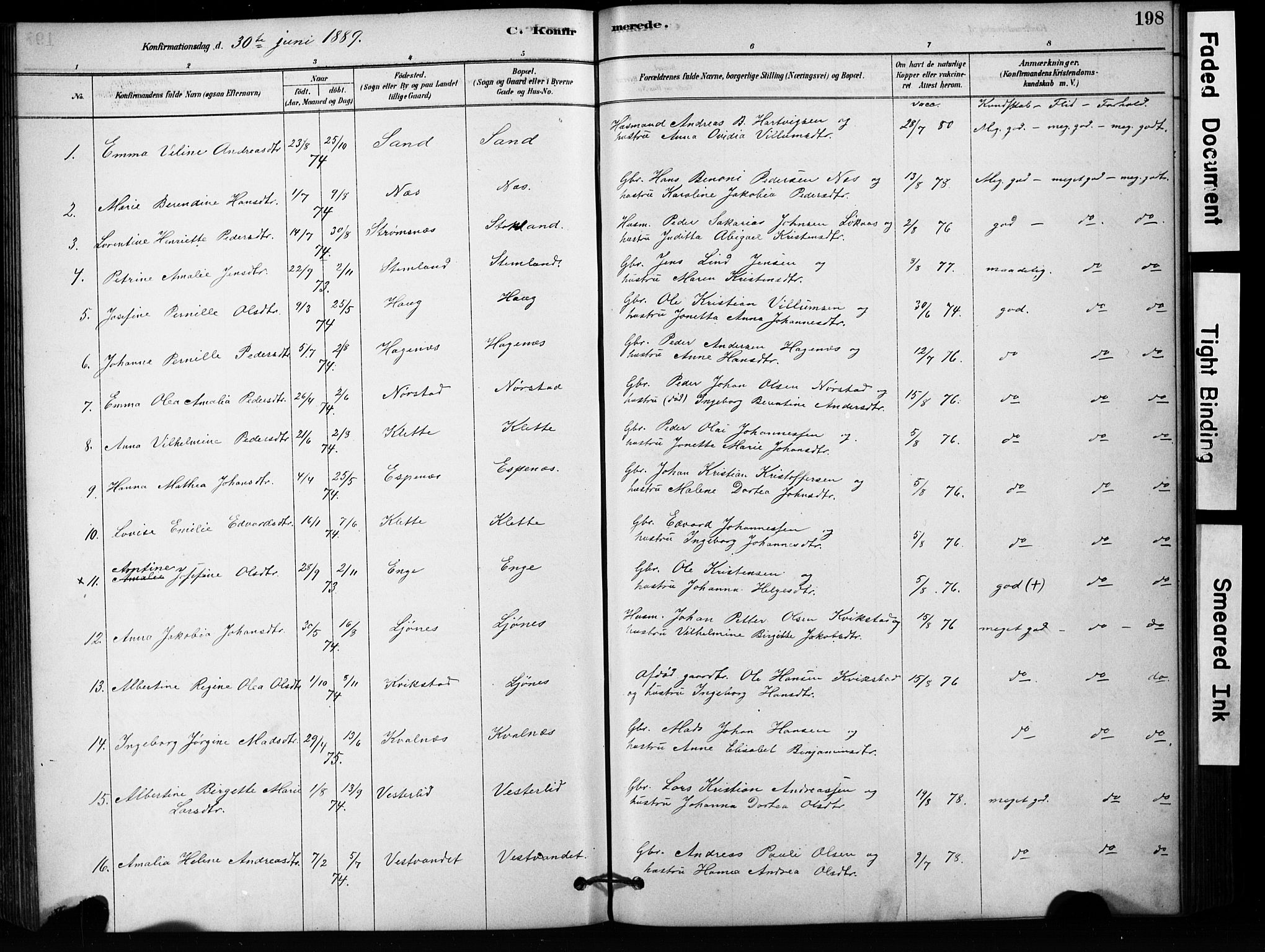 Ministerialprotokoller, klokkerbøker og fødselsregistre - Nordland, AV/SAT-A-1459/852/L0754: Parish register (copy) no. 852C05, 1878-1894, p. 198