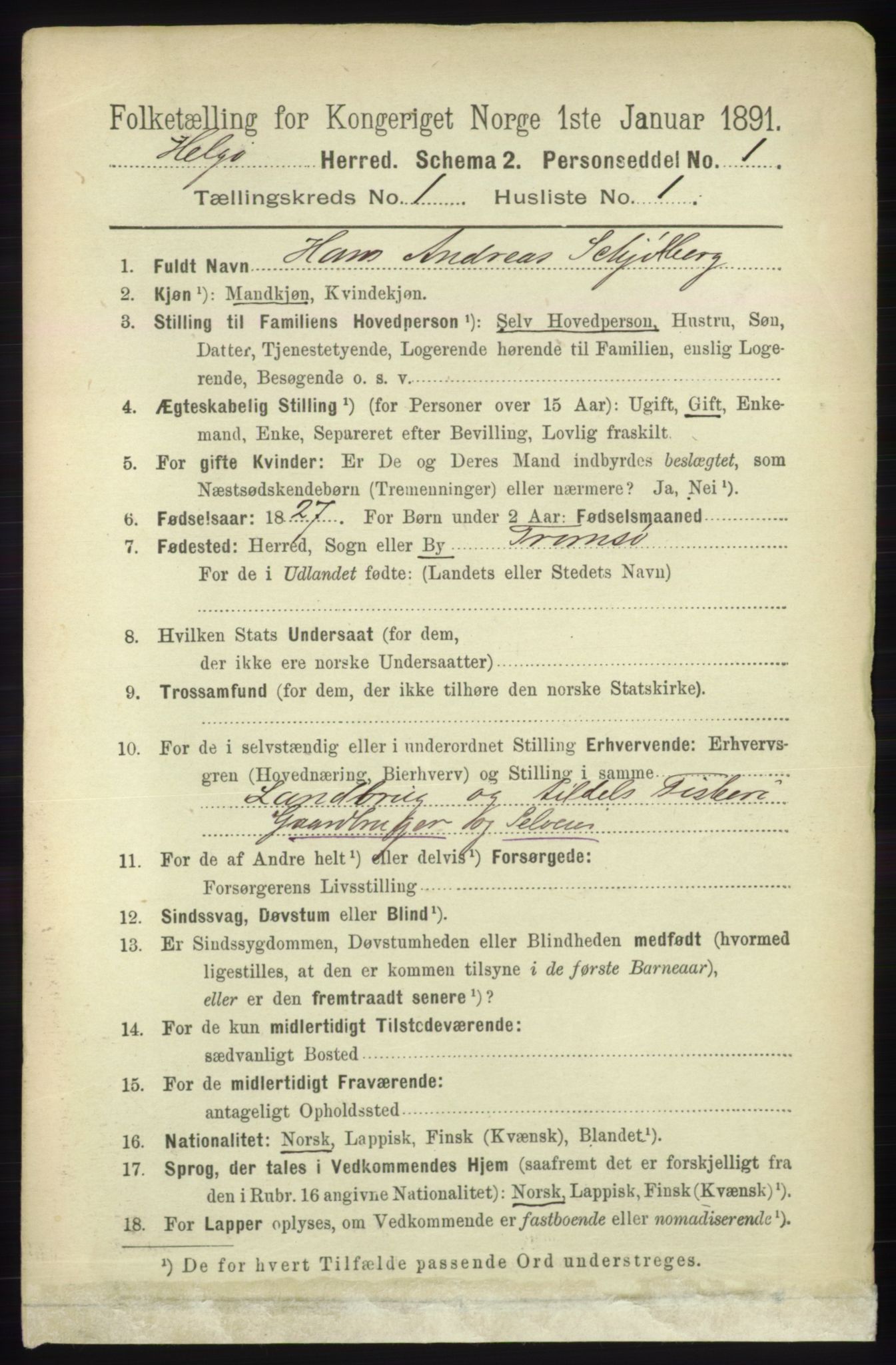 RA, 1891 census for 1935 Helgøy, 1891, p. 48