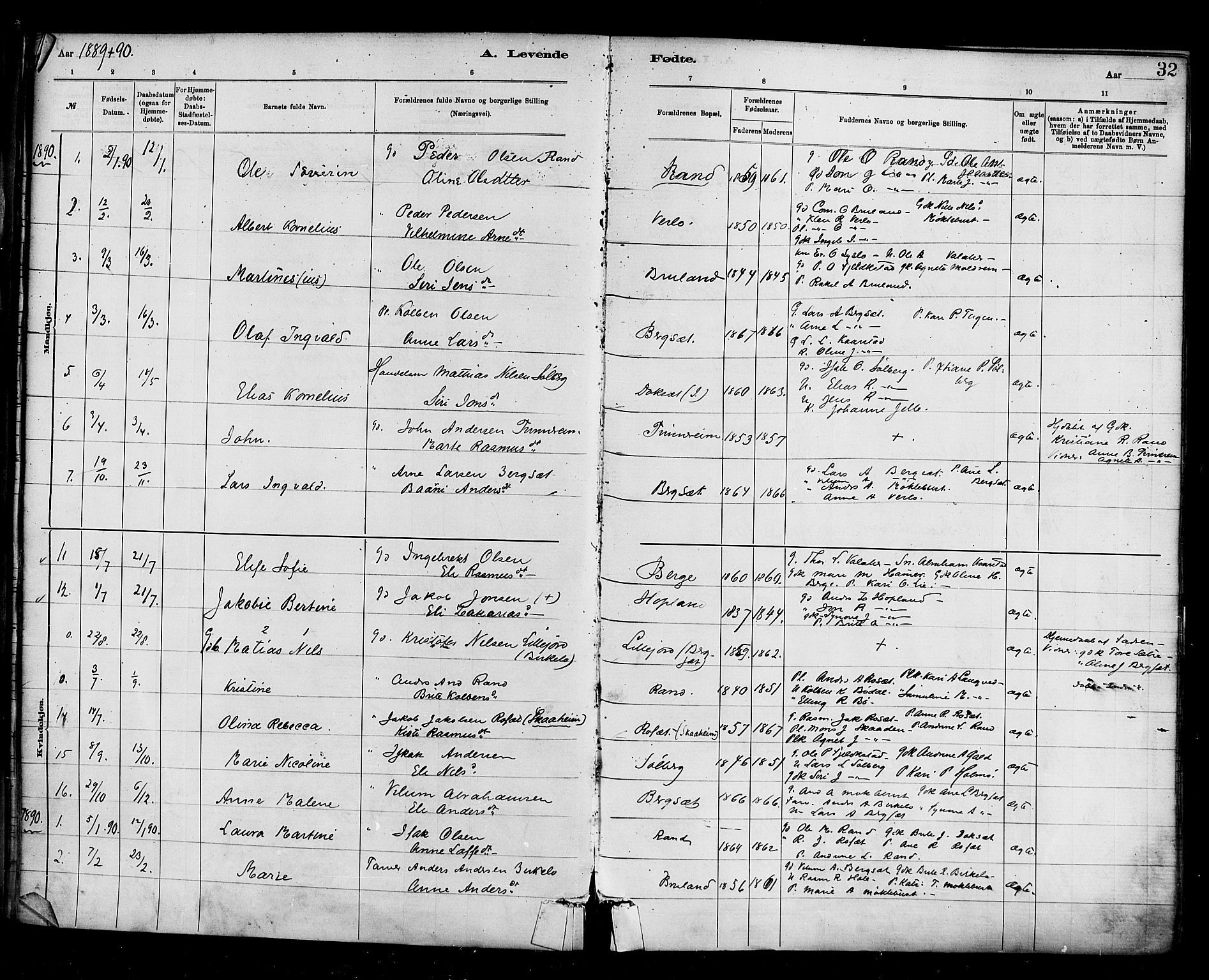 Innvik sokneprestembete, AV/SAB-A-80501: Parish register (official) no. D 1, 1879-1900, p. 32