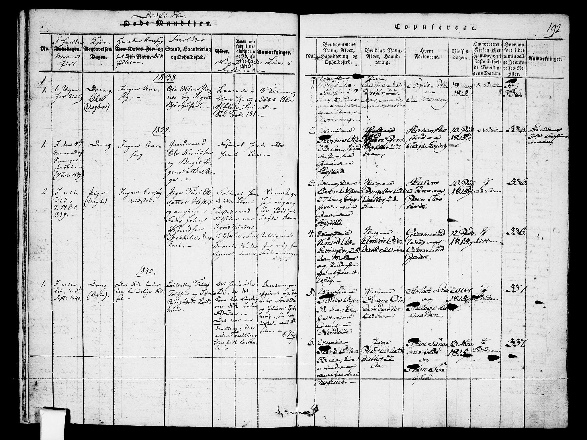 Fyresdal kirkebøker, SAKO/A-263/F/Fa/L0003: Parish register (official) no. I 3, 1815-1840, p. 192