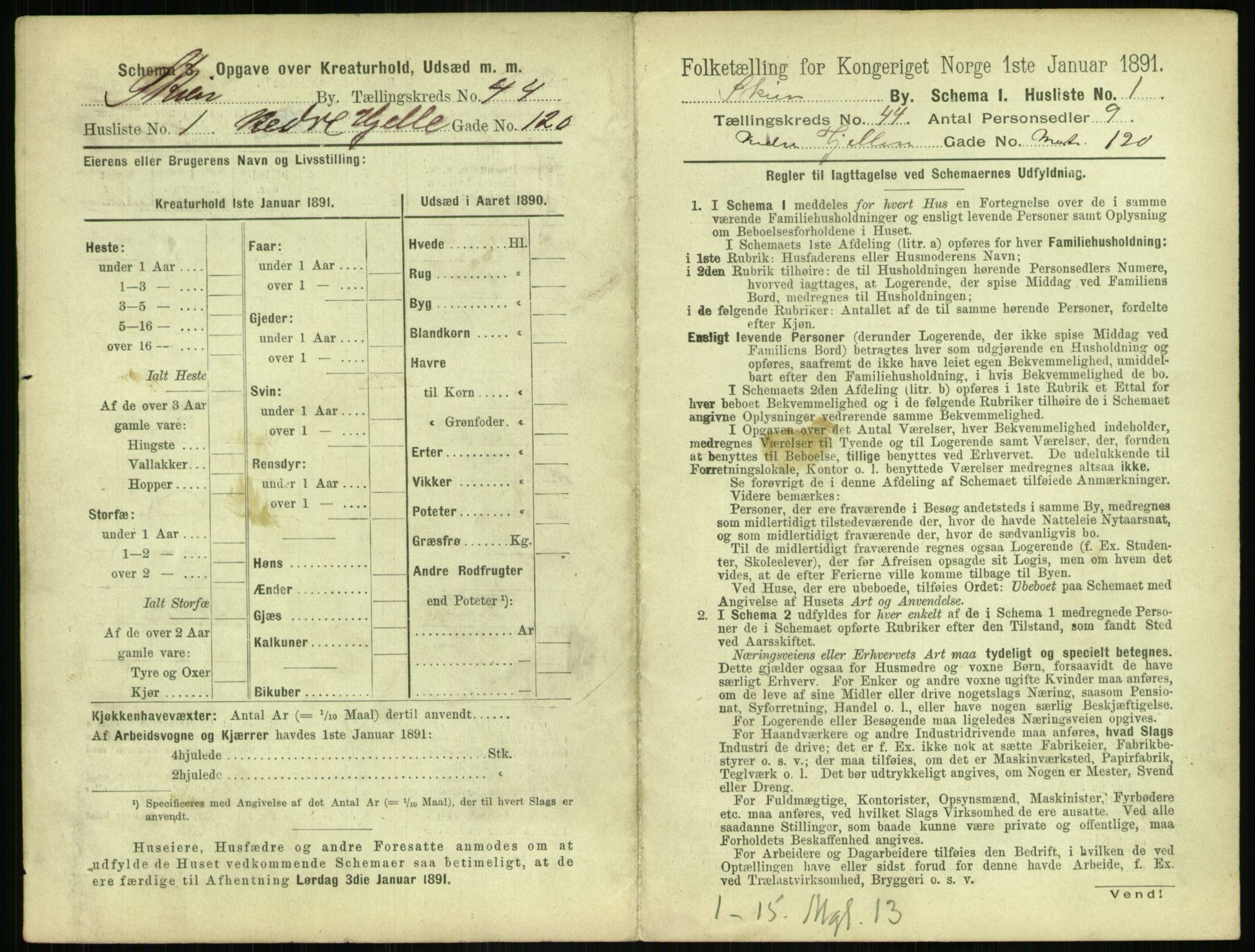 RA, 1891 census for 0806 Skien, 1891, p. 1534