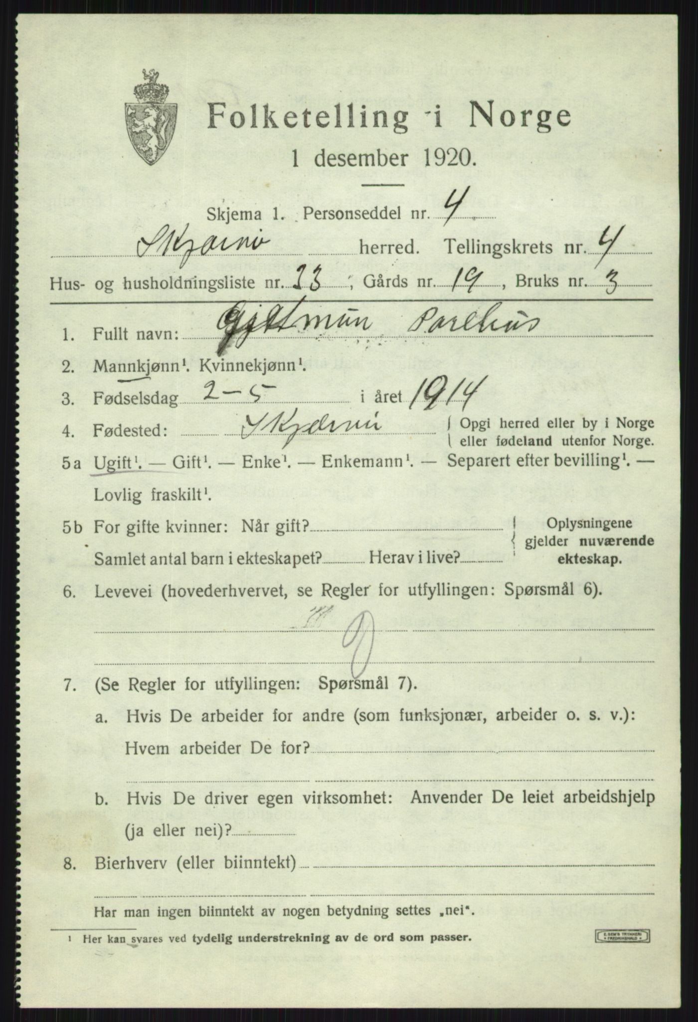 SATØ, 1920 census for Skjervøy, 1920, p. 2867