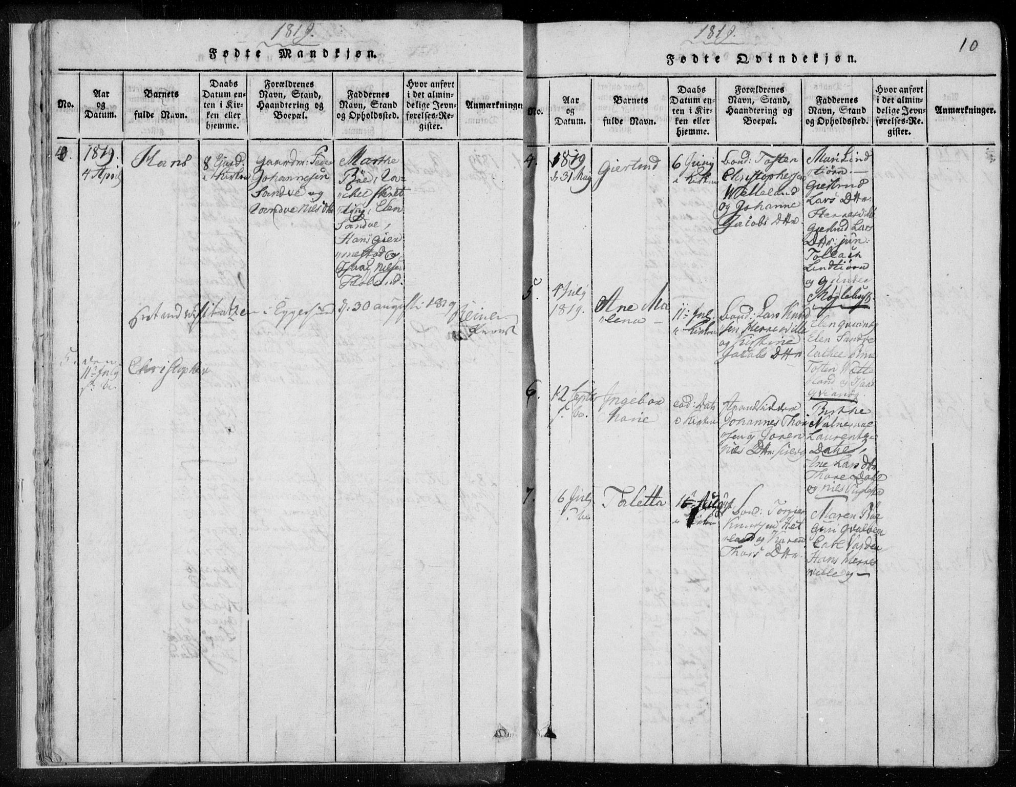 Eigersund sokneprestkontor, SAST/A-101807/S08/L0008: Parish register (official) no. A 8, 1816-1847, p. 10