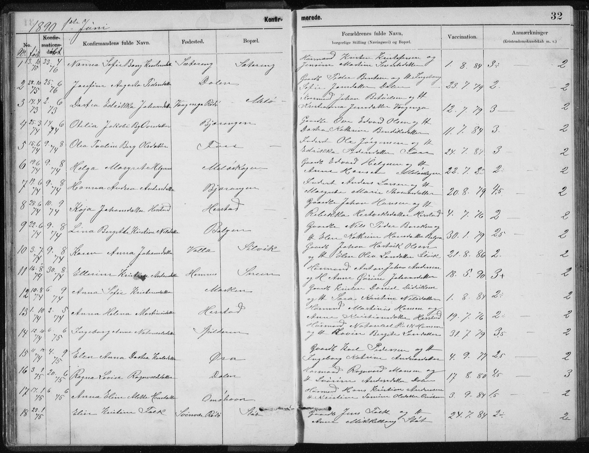 Ministerialprotokoller, klokkerbøker og fødselsregistre - Nordland, AV/SAT-A-1459/843/L0637: Parish register (copy) no. 843C06, 1884-1908, p. 32