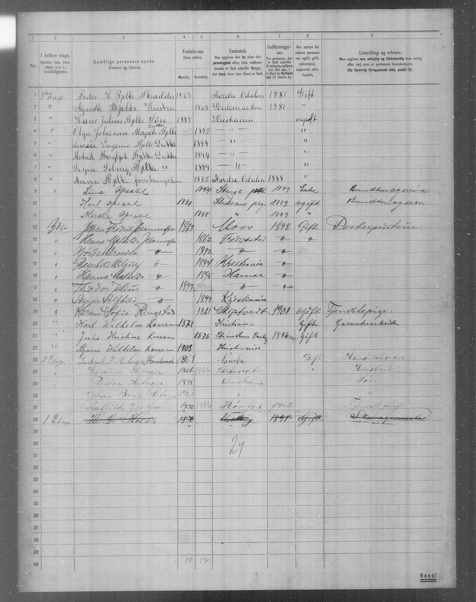 OBA, Municipal Census 1904 for Kristiania, 1904, p. 16240