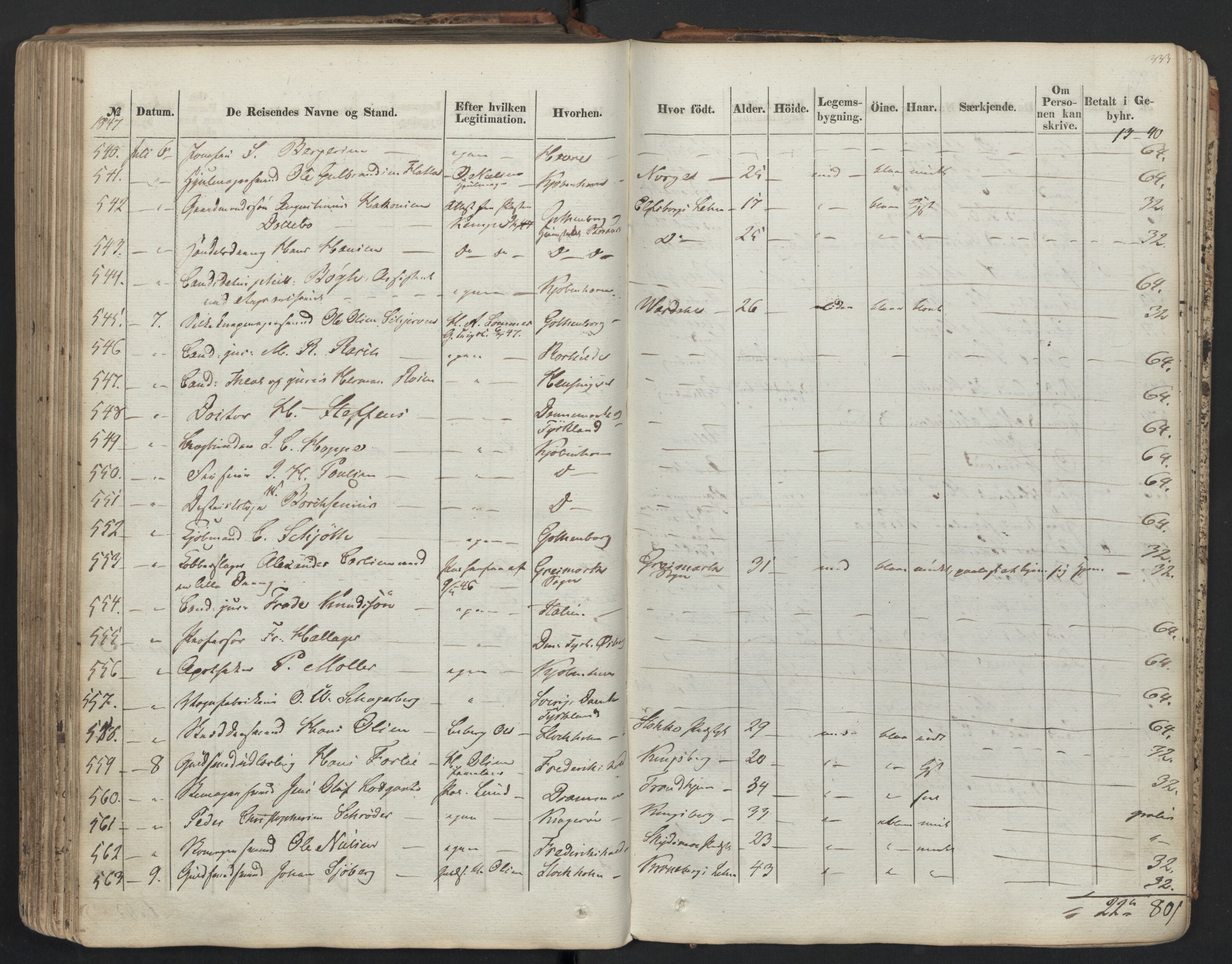 Oslo politidistrikt, AV/SAO-A-10085/E/Ee/Eea/L0004: Passprotokoll, 1838-1848