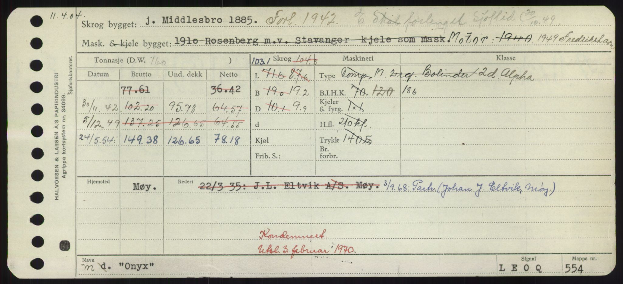 Sjøfartsdirektoratet med forløpere, Skipsmålingen, RA/S-1627/H/Hd/L0028: Fartøy, O, p. 273