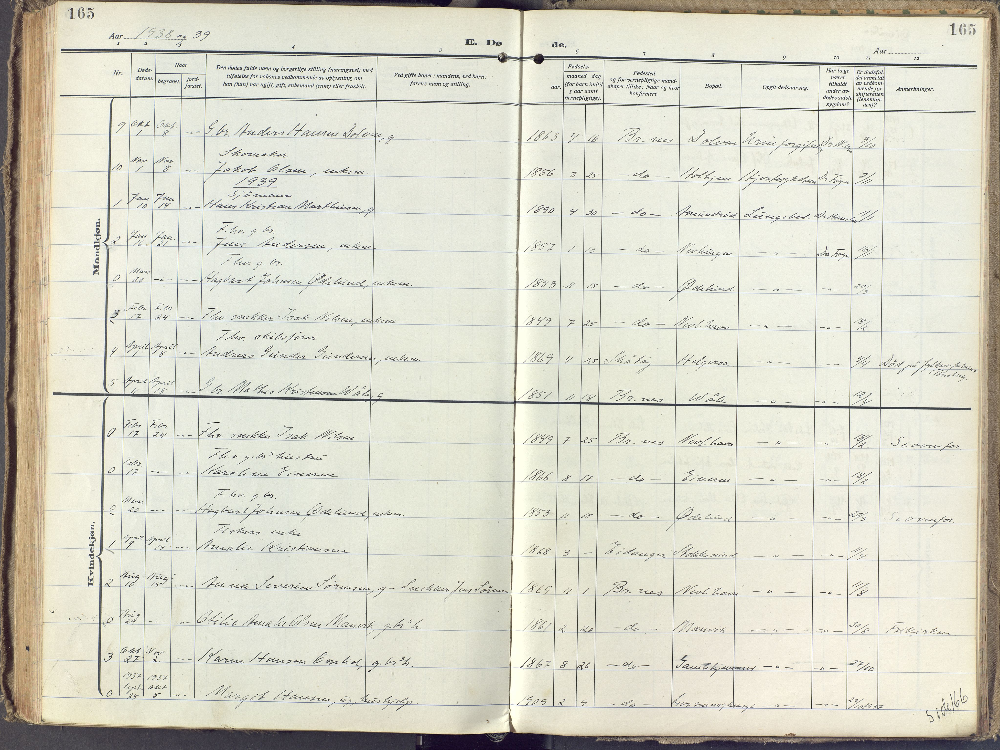 Brunlanes kirkebøker, AV/SAKO-A-342/F/Fb/L0004: Parish register (official) no. II 4, 1923-1940, p. 165