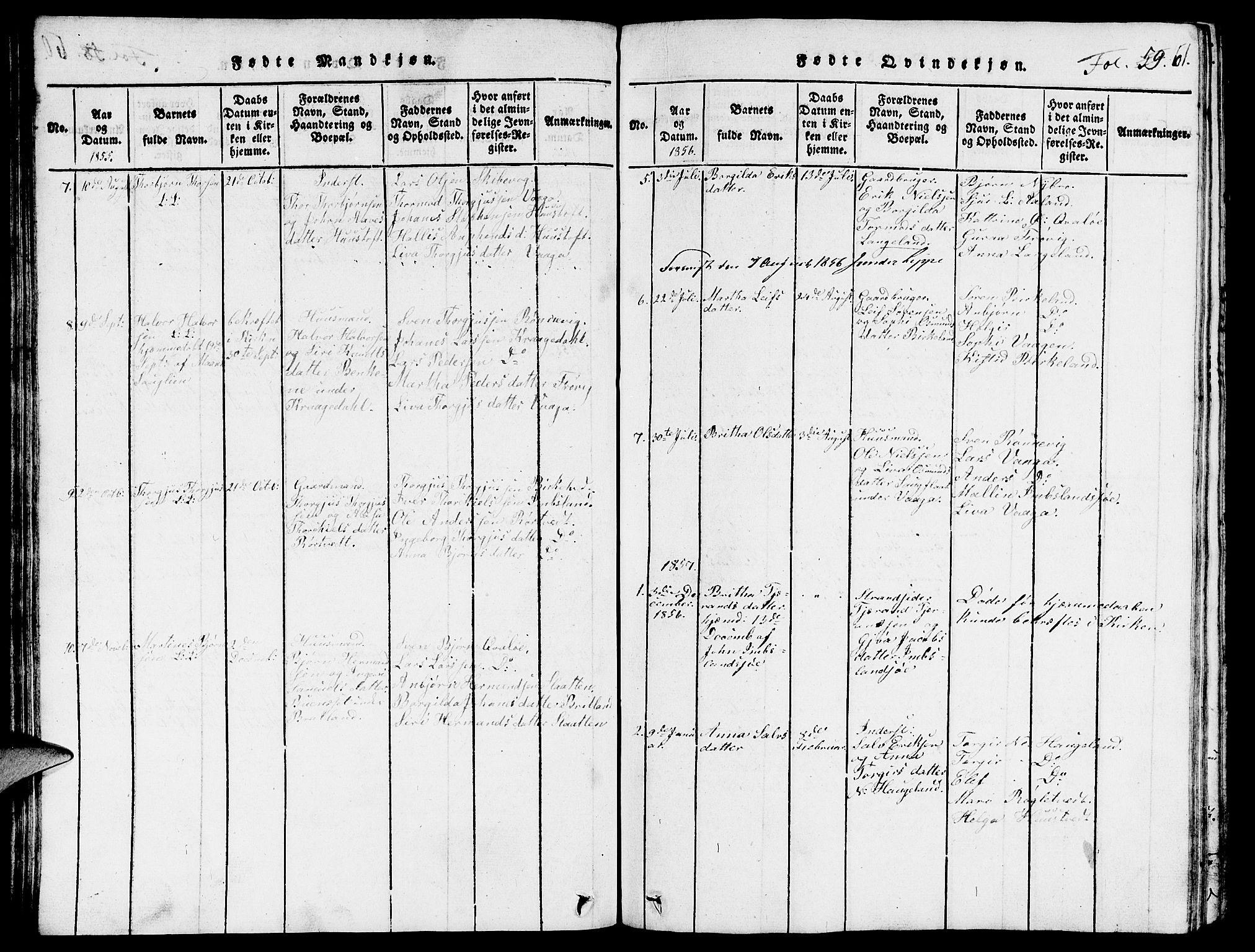 Vikedal sokneprestkontor, SAST/A-101840/01/V: Parish register (copy) no. B 3, 1816-1867, p. 61