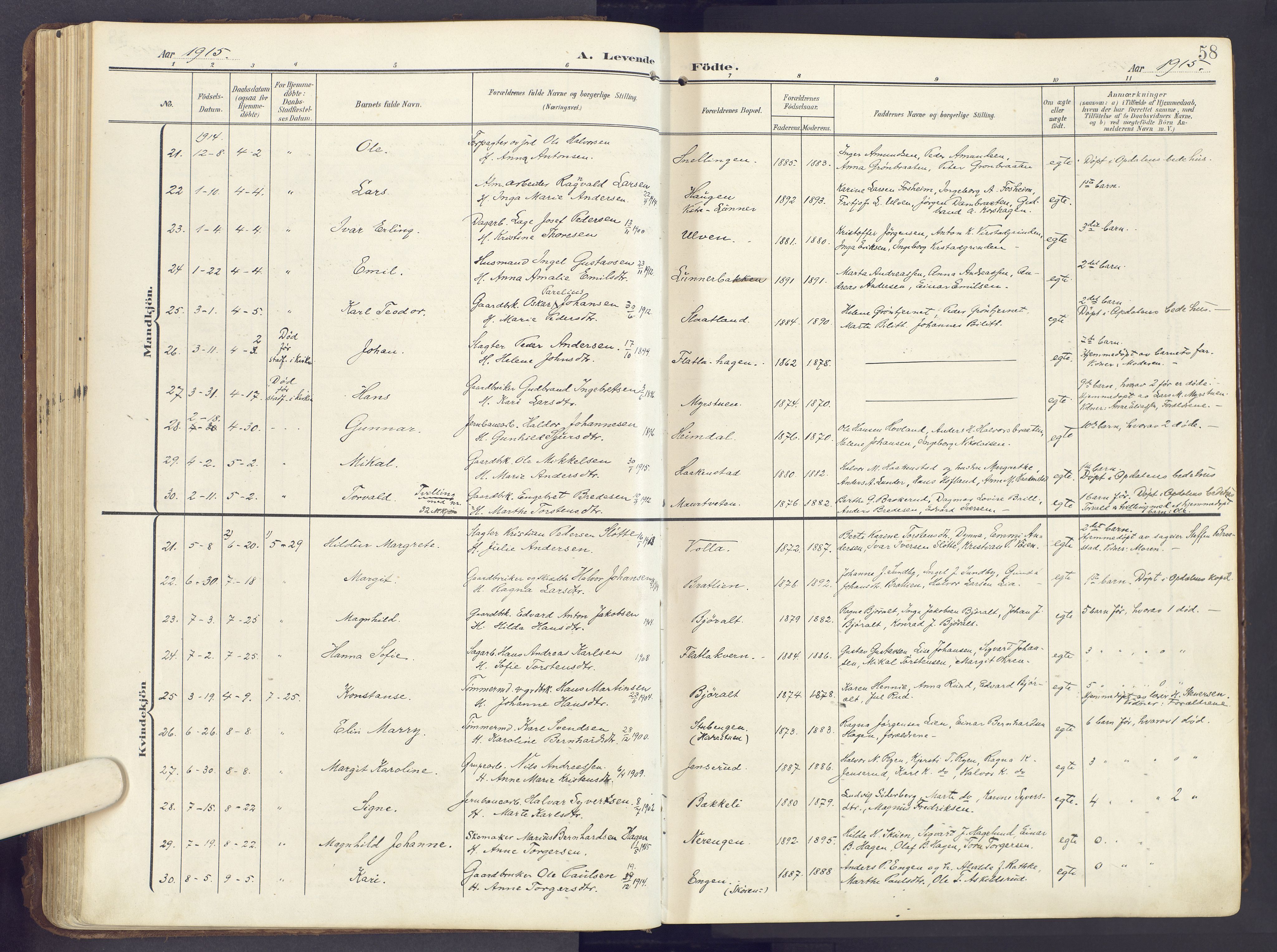 Lunner prestekontor, SAH/PREST-118/H/Ha/Haa/L0001: Parish register (official) no. 1, 1907-1922, p. 58