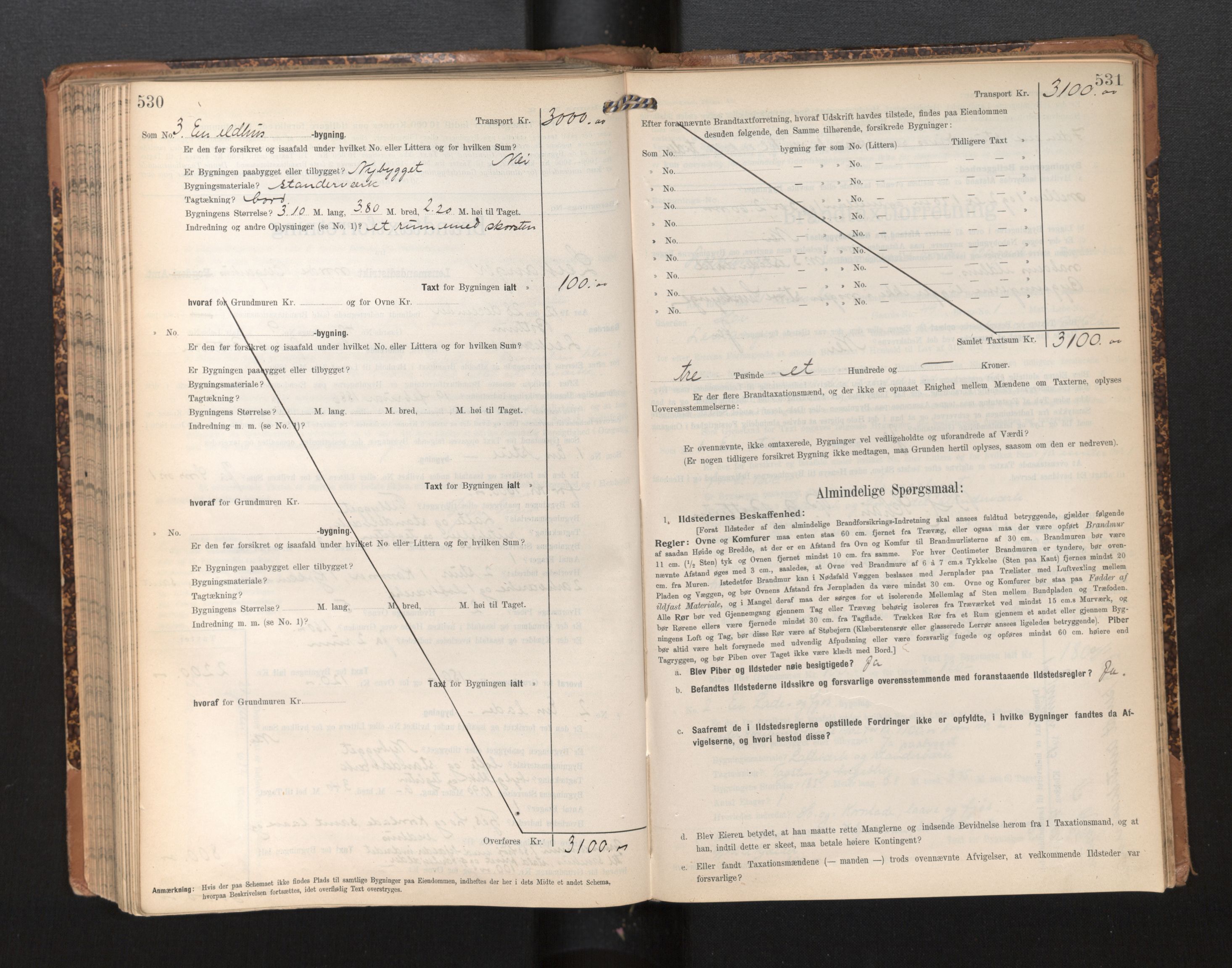 Lensmannen i Leikanger, AV/SAB-A-29201/0012/L0005: Branntakstprotokoll, skjematakst, 1907-1917, p. 530-531