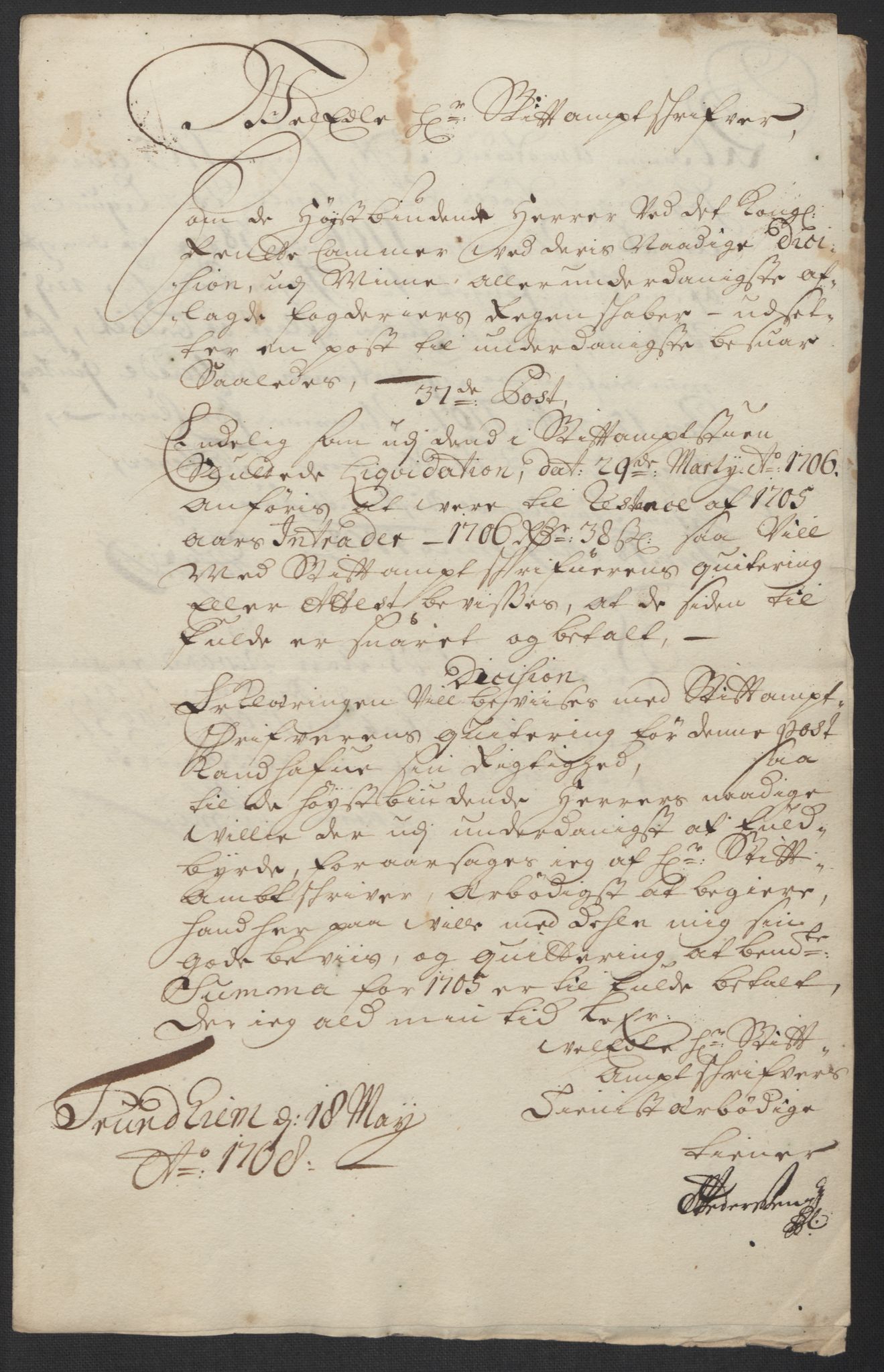 Rentekammeret inntil 1814, Reviderte regnskaper, Fogderegnskap, AV/RA-EA-4092/R60/L3955: Fogderegnskap Orkdal og Gauldal, 1705, p. 568