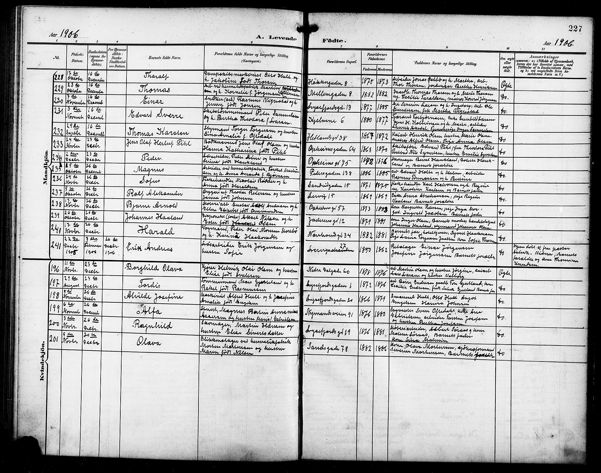 St. Johannes sokneprestkontor, AV/SAST-A-101814/001/30/30BB/L0004: Parish register (copy) no. B 4, 1900-1907, p. 227