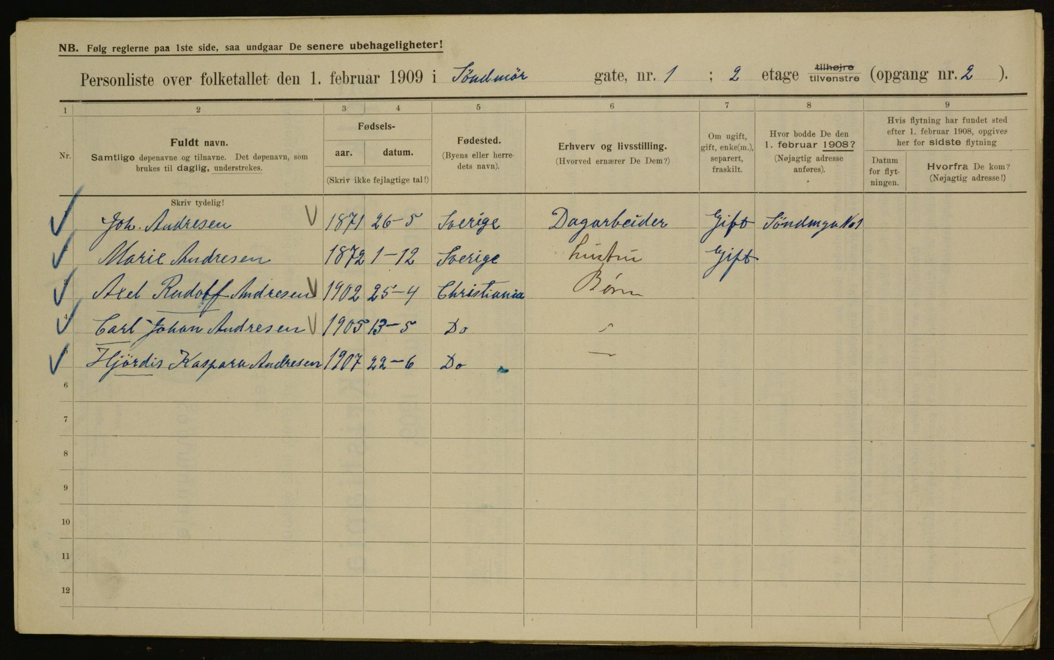 OBA, Municipal Census 1909 for Kristiania, 1909, p. 94701