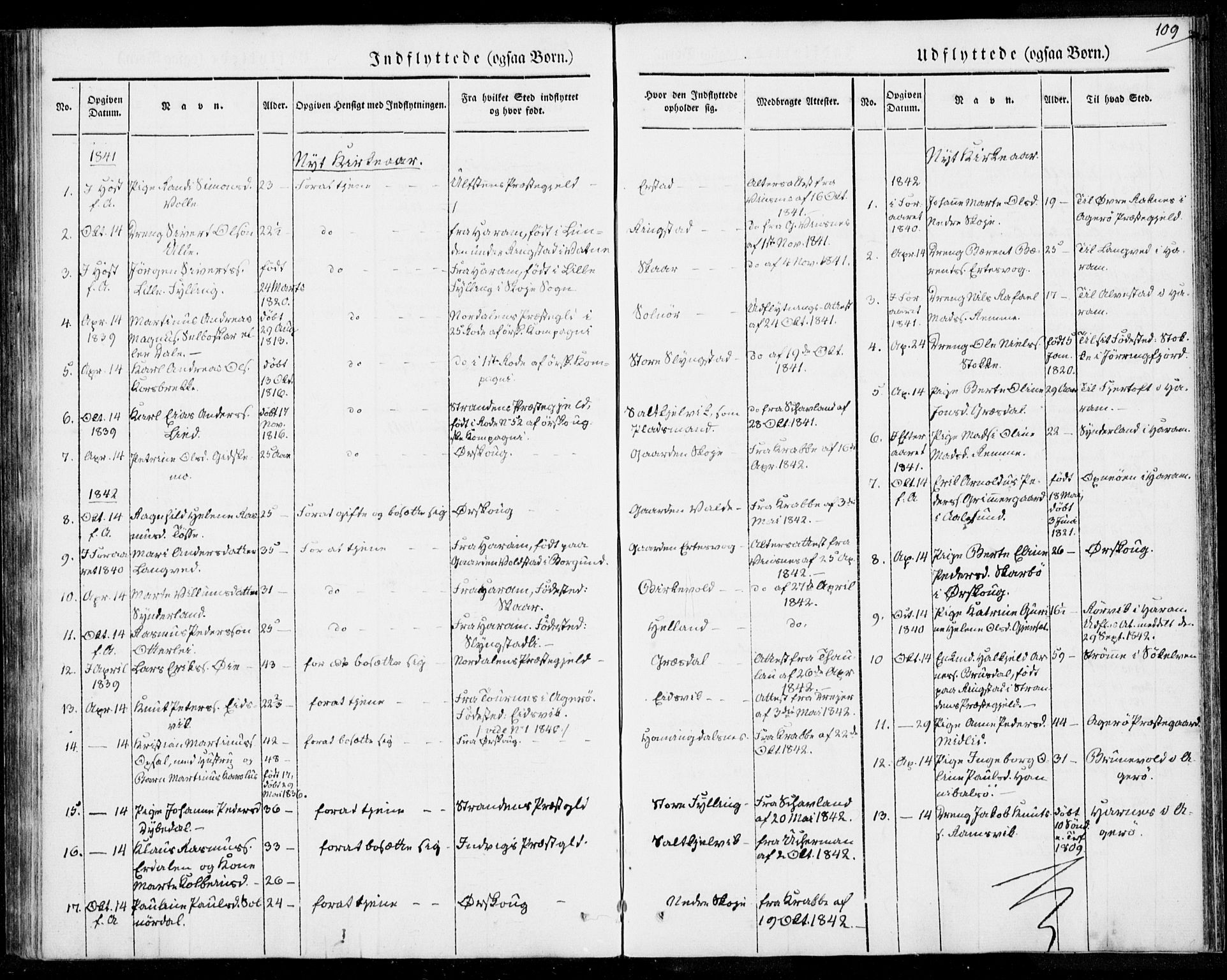Ministerialprotokoller, klokkerbøker og fødselsregistre - Møre og Romsdal, SAT/A-1454/524/L0352: Parish register (official) no. 524A04, 1838-1847, p. 109
