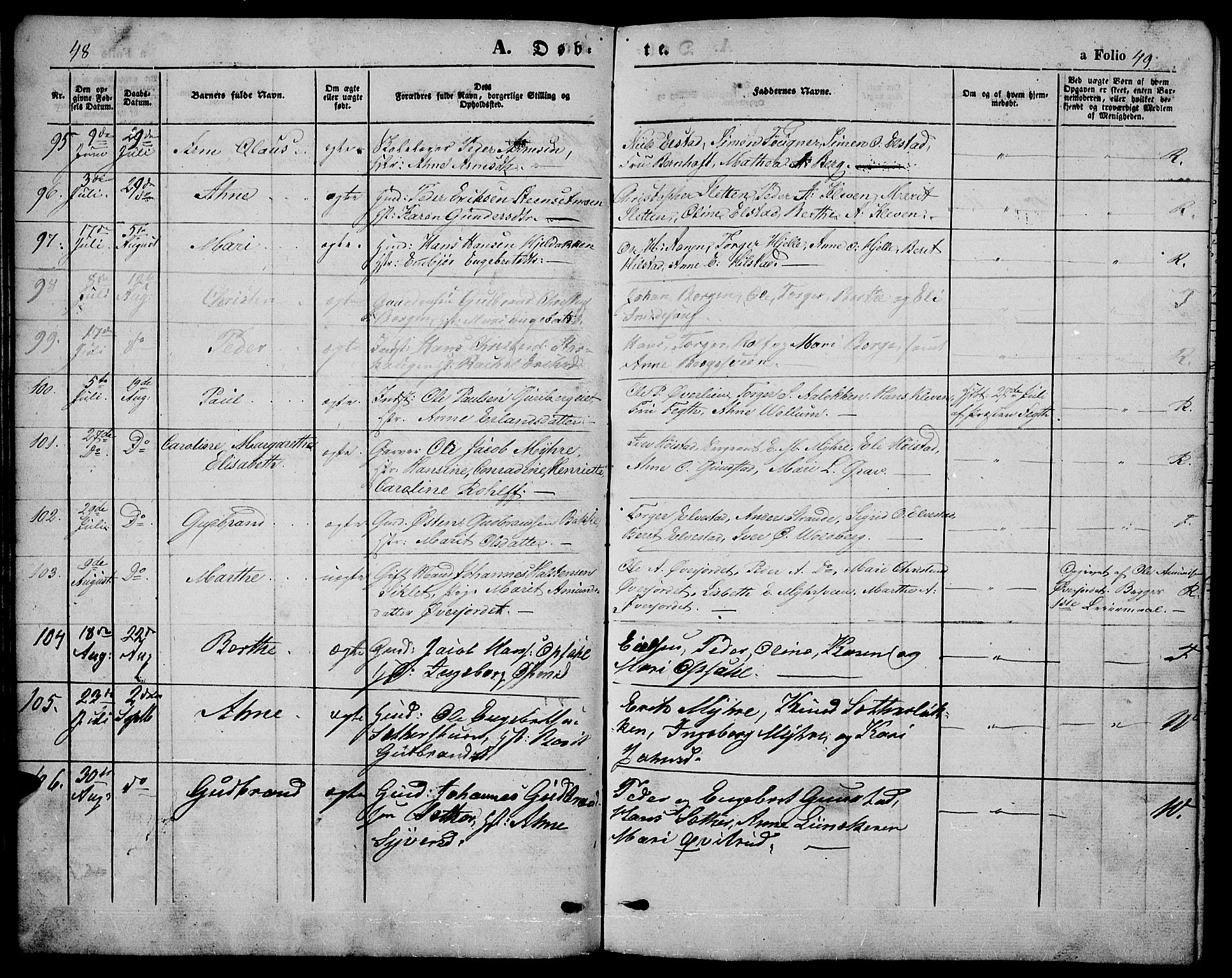 Ringebu prestekontor, AV/SAH-PREST-082/H/Ha/Hab/L0003: Parish register (copy) no. 3, 1854-1866, p. 48-49