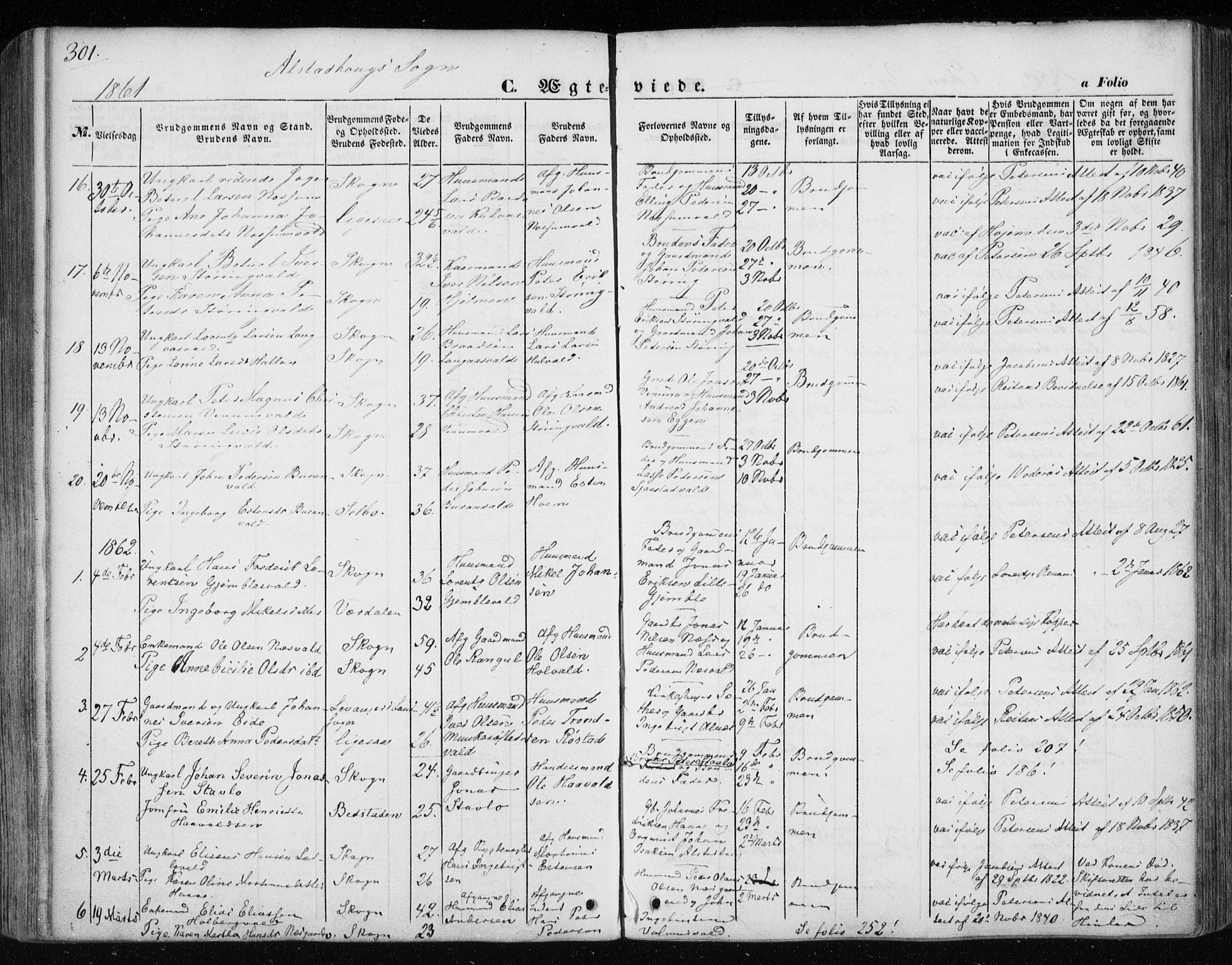 Ministerialprotokoller, klokkerbøker og fødselsregistre - Nord-Trøndelag, SAT/A-1458/717/L0154: Parish register (official) no. 717A07 /1, 1850-1862, p. 287