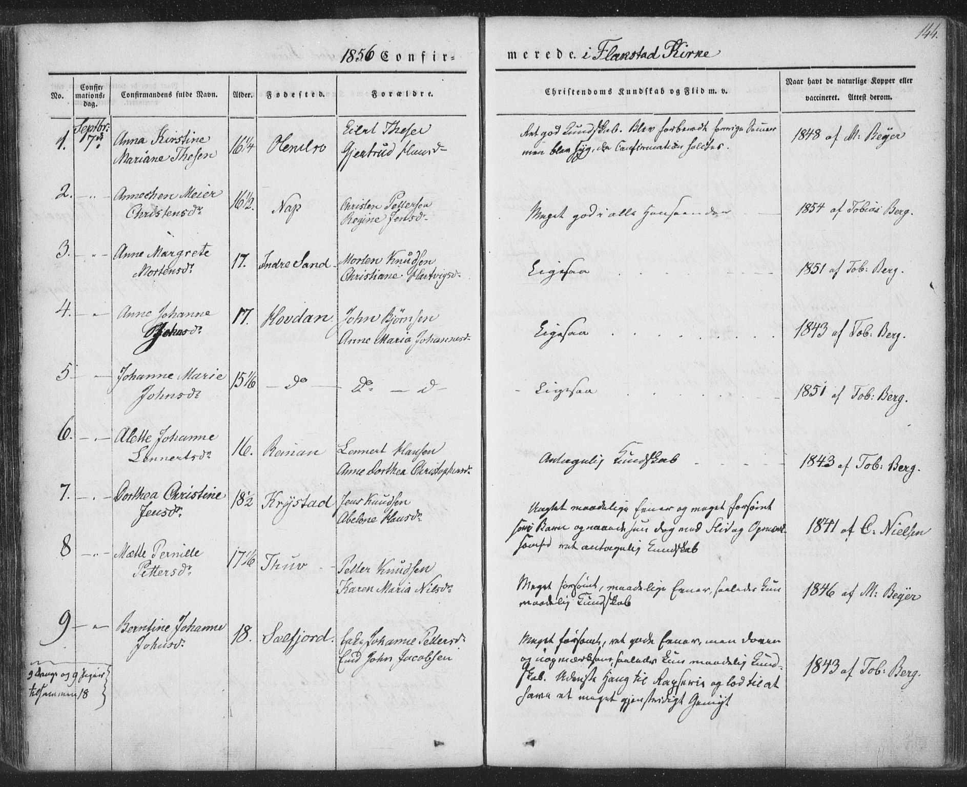 Ministerialprotokoller, klokkerbøker og fødselsregistre - Nordland, AV/SAT-A-1459/885/L1202: Parish register (official) no. 885A03, 1838-1859, p. 144