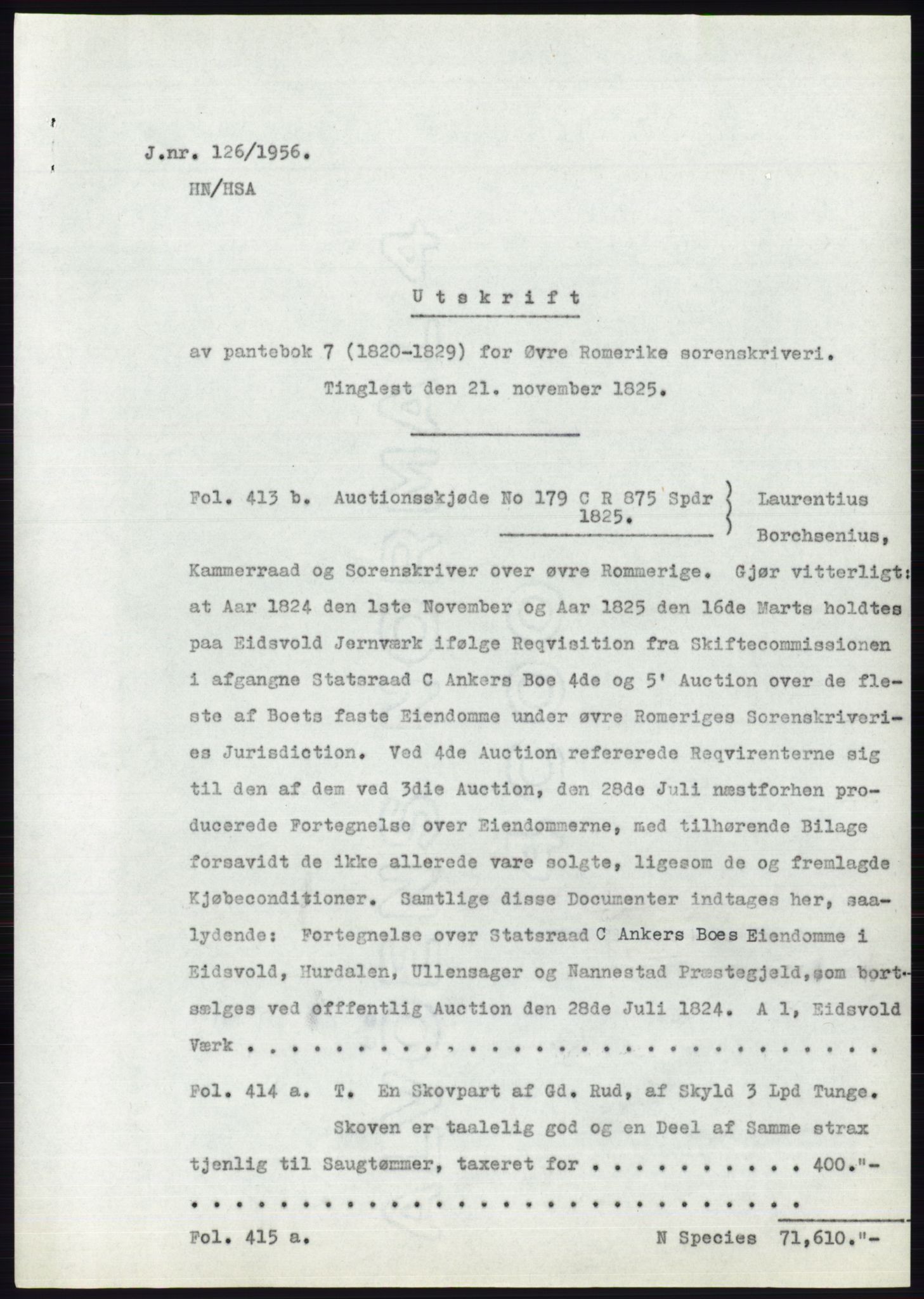 Statsarkivet i Oslo, SAO/A-10621/Z/Zd/L0004: Avskrifter, j.nr 1-797/1956, 1956, p. 88