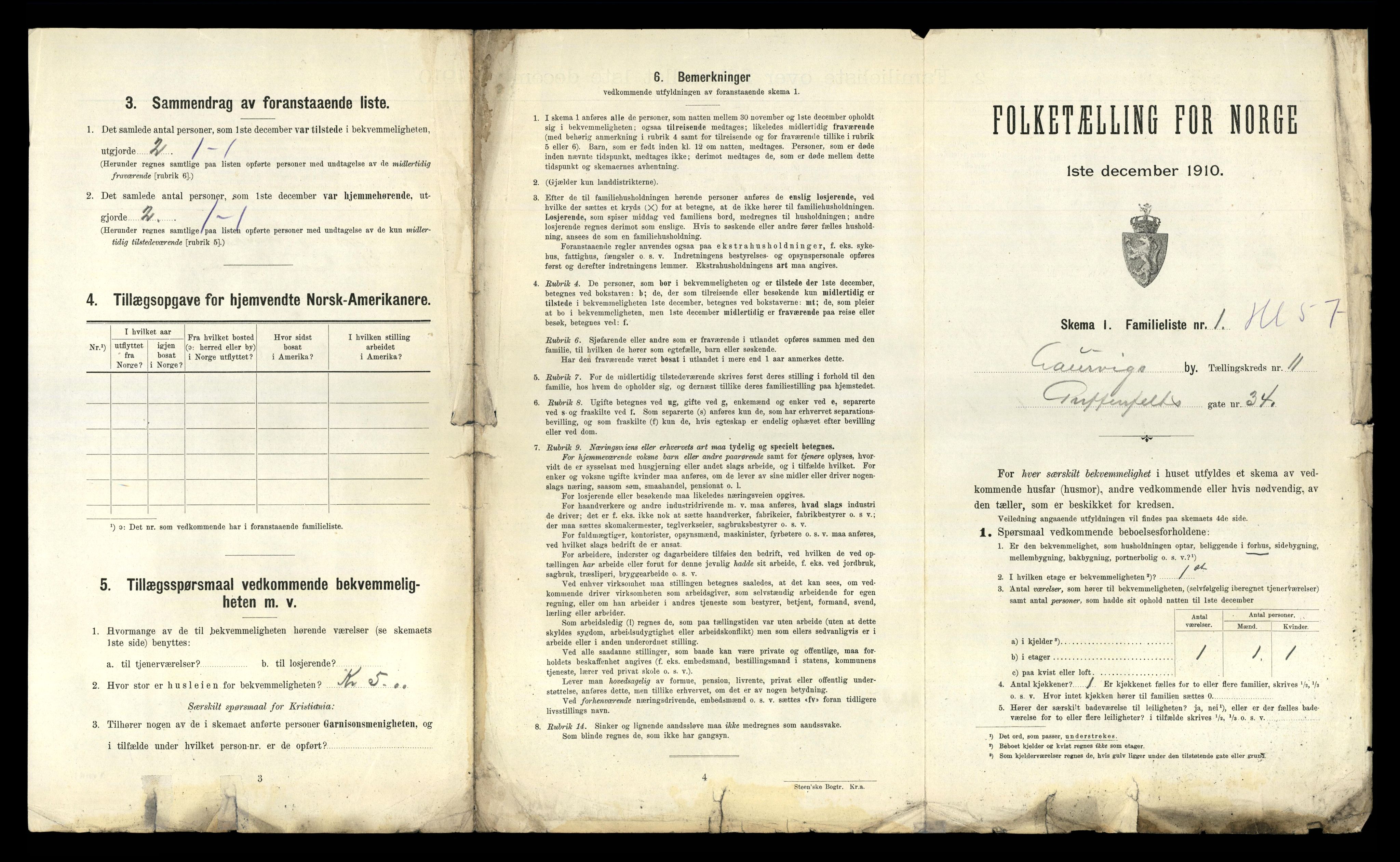 RA, 1910 census for Larvik, 1910, p. 3839