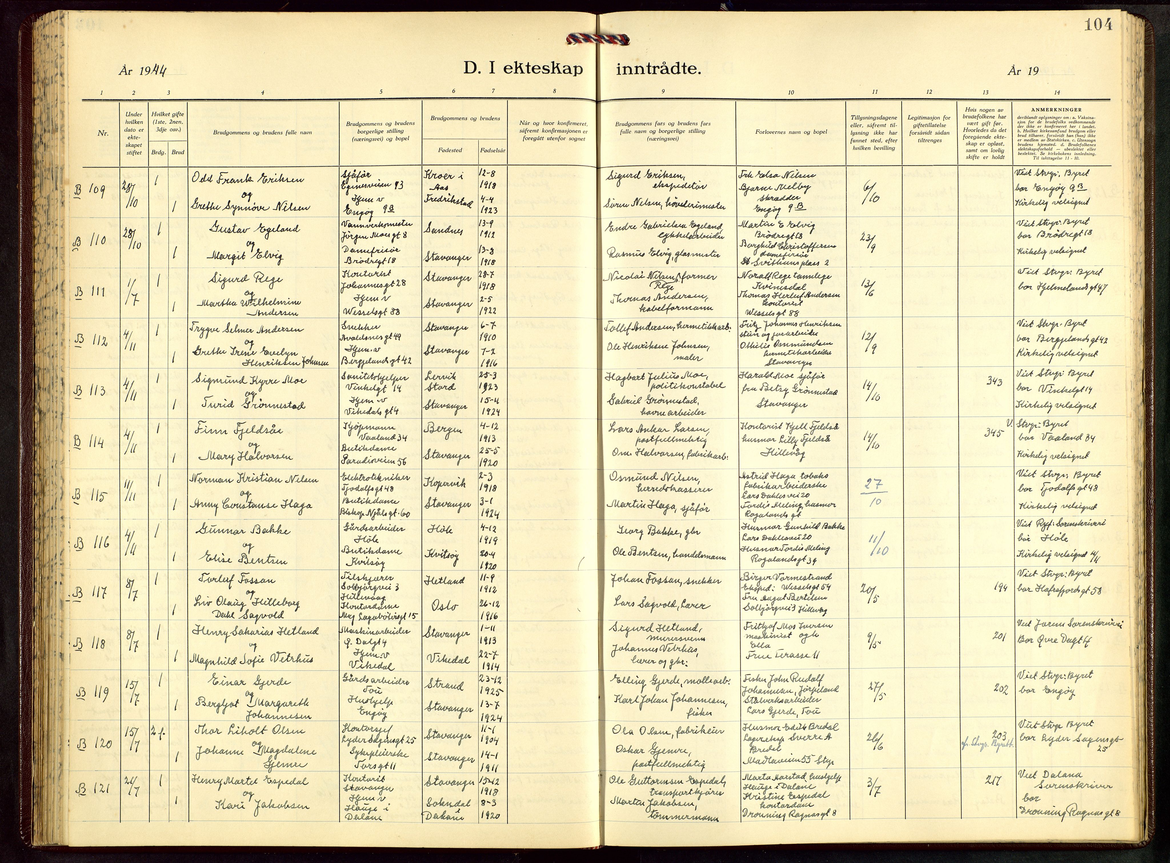 St. Petri sokneprestkontor, AV/SAST-A-101813/001/30/30BB/L0012: Parish register (copy) no. B 12, 1936-1951, p. 104