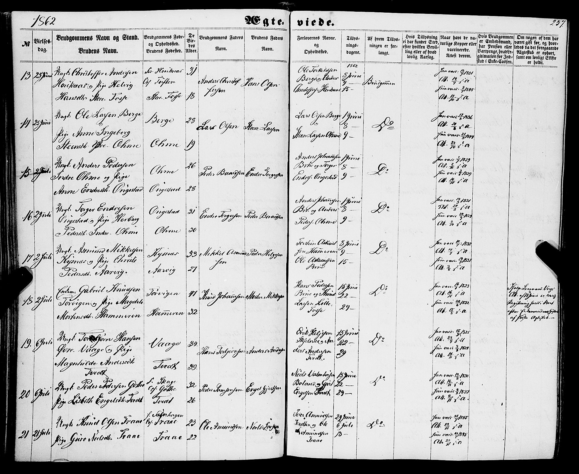 Strandebarm sokneprestembete, AV/SAB-A-78401/H/Haa: Parish register (official) no. A 8, 1858-1872, p. 257