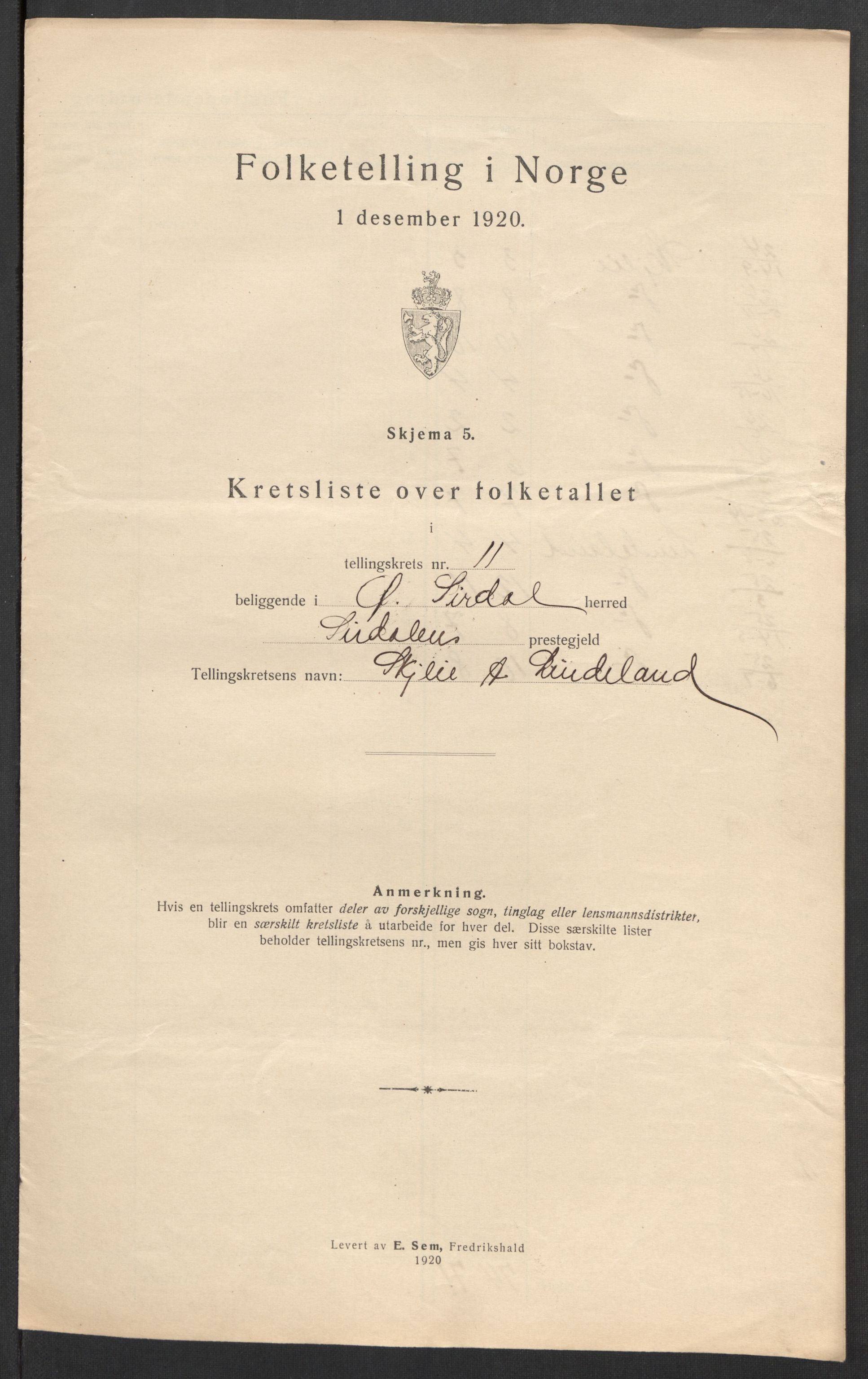 SAK, 1920 census for Øvre Sirdal, 1920, p. 36