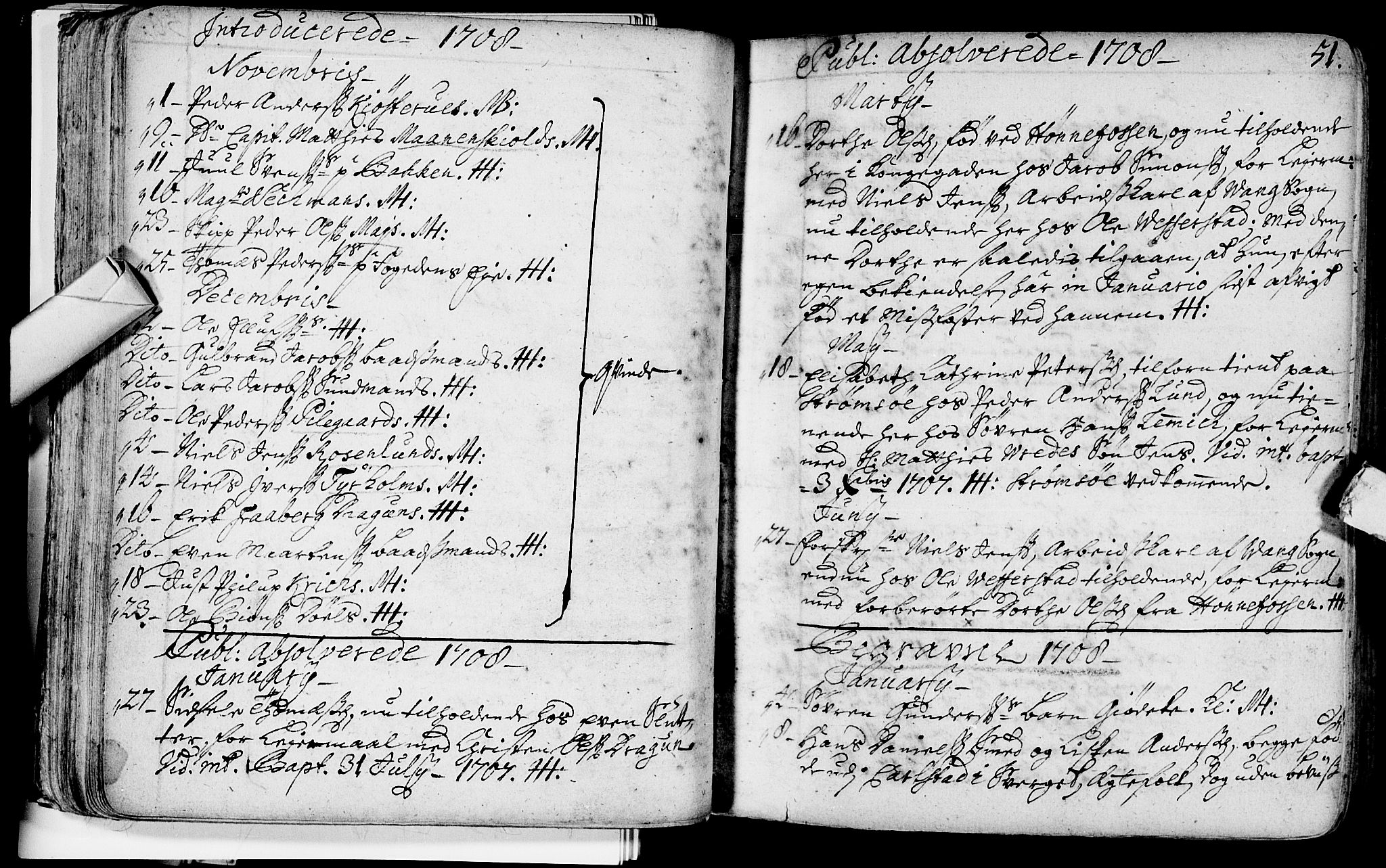 Bragernes kirkebøker, AV/SAKO-A-6/F/Fa/L0003: Parish register (official) no. I 3, 1706-1734, p. 51