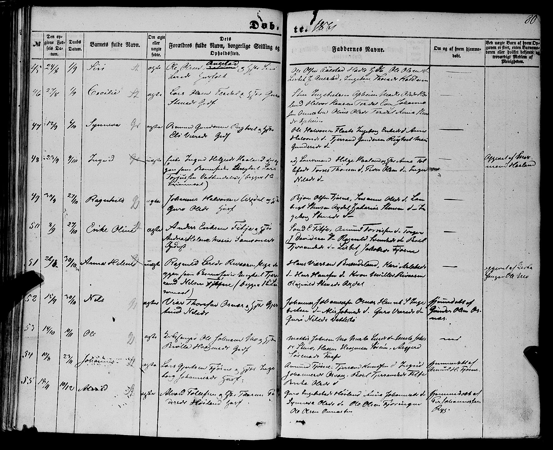 Etne sokneprestembete, AV/SAB-A-75001/H/Haa: Parish register (official) no. A 8, 1848-1862, p. 80