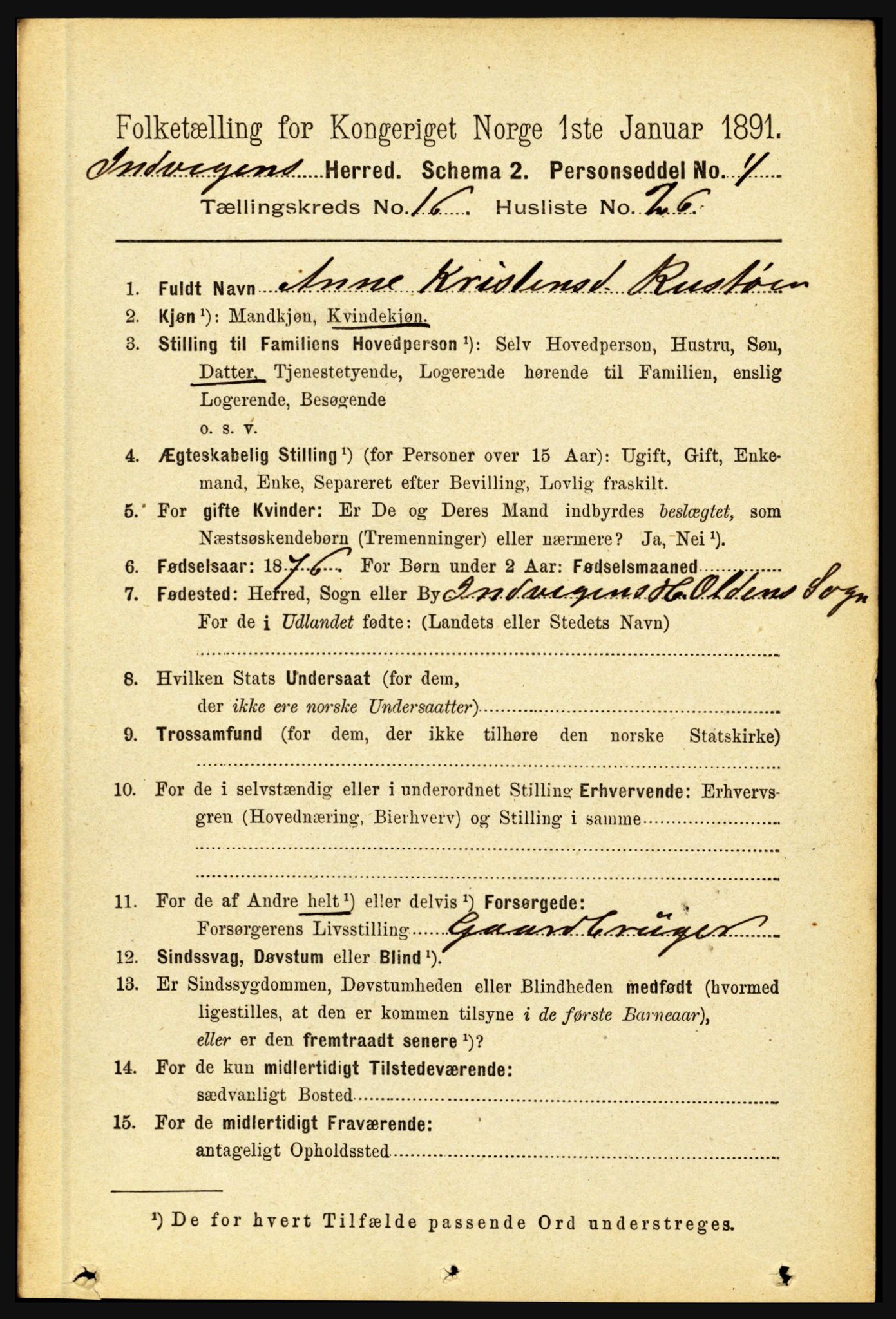 RA, 1891 census for 1447 Innvik, 1891, p. 3435