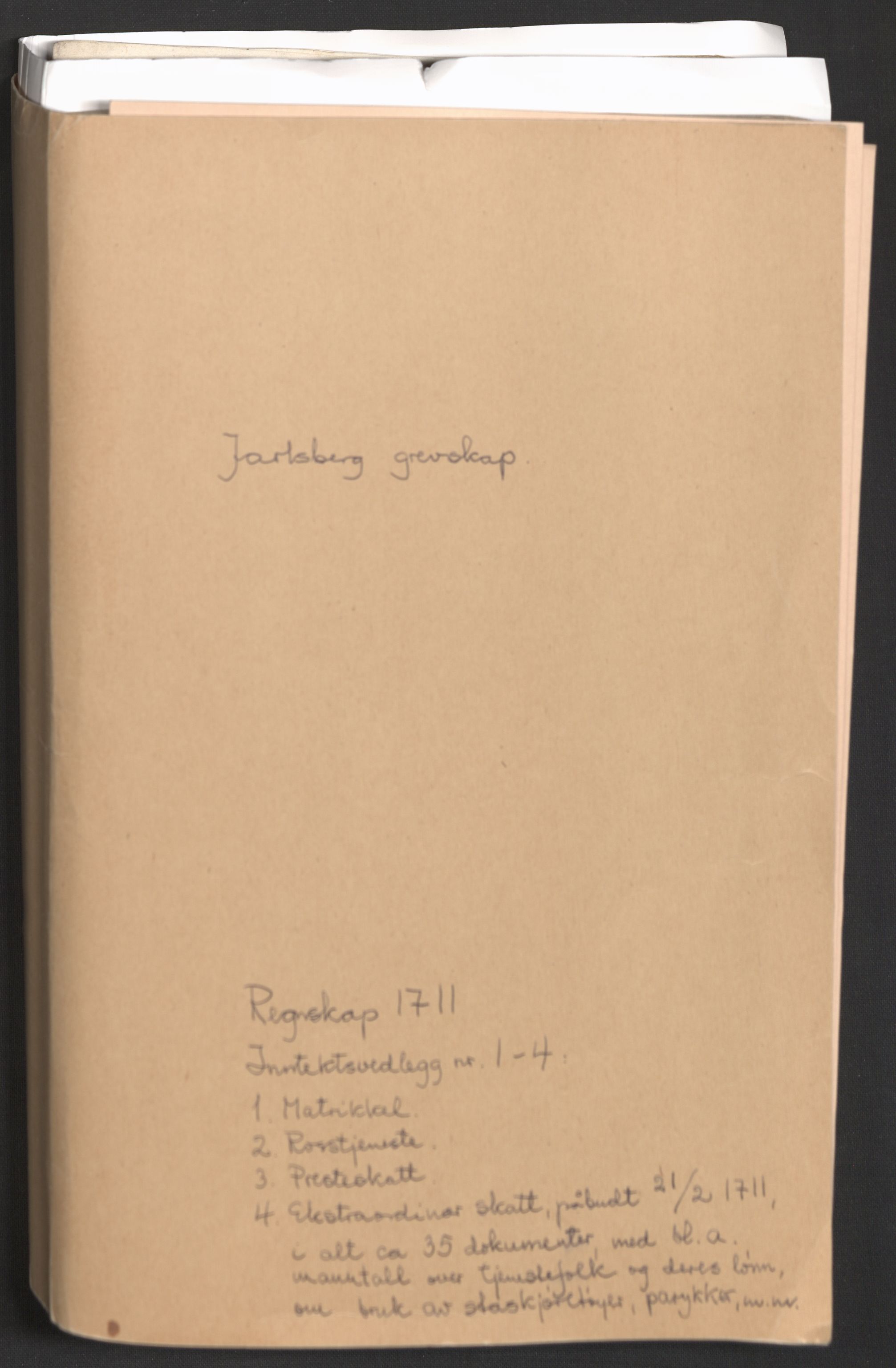 Rentekammeret inntil 1814, Reviderte regnskaper, Fogderegnskap, RA/EA-4092/R32/L1876: Fogderegnskap Jarlsberg grevskap, 1711, p. 2