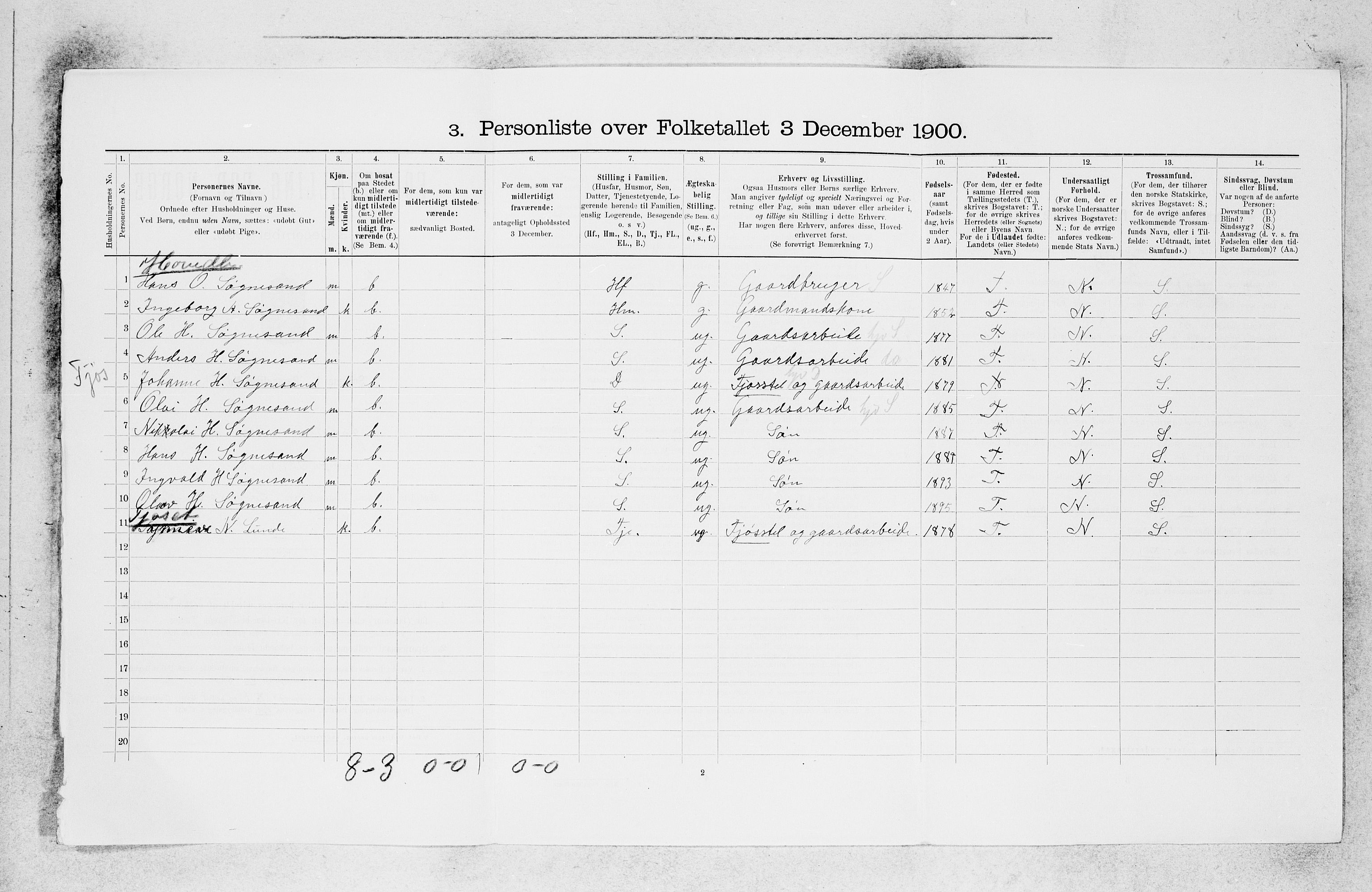 SAB, 1900 census for Jølster, 1900, p. 766