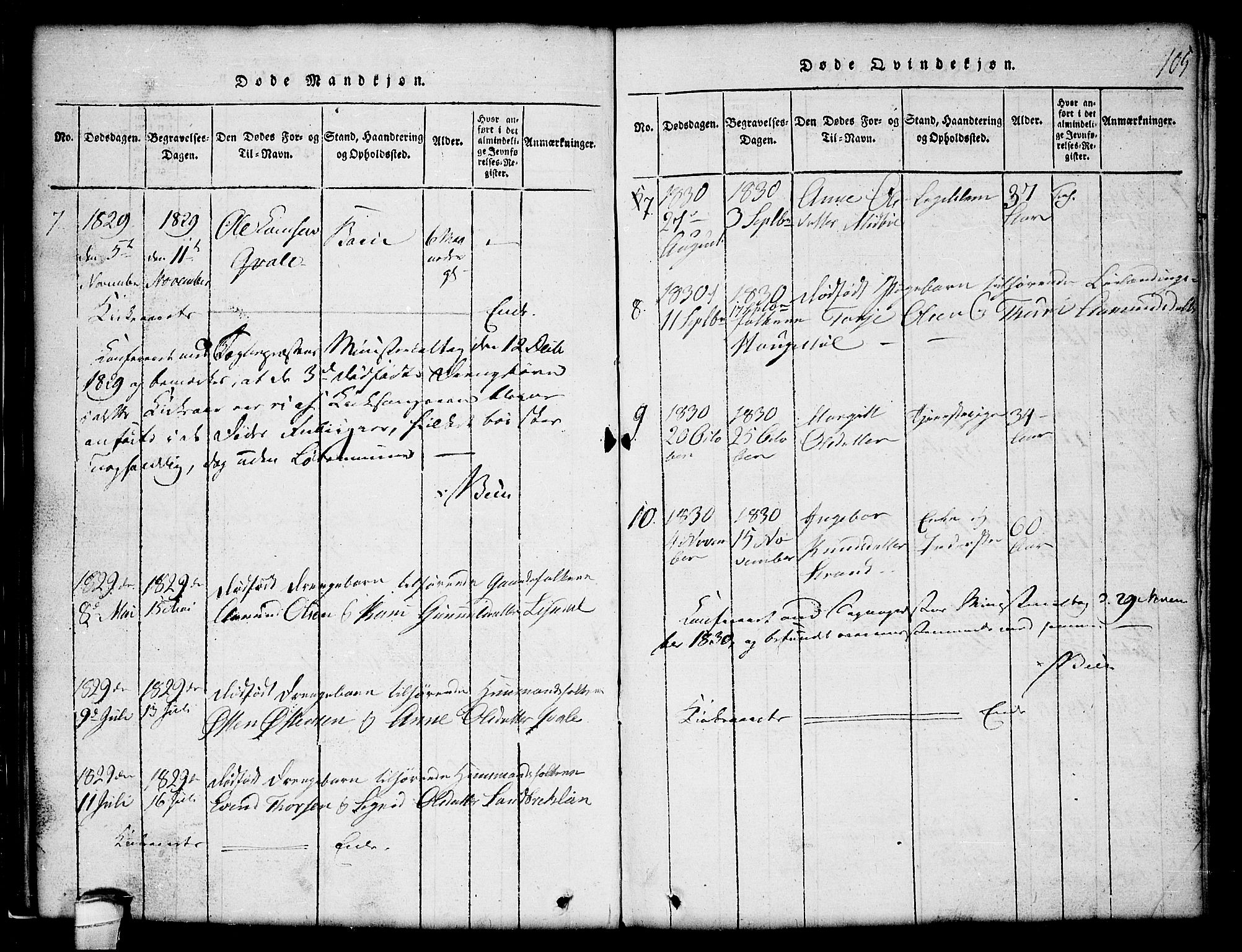 Lårdal kirkebøker, SAKO/A-284/G/Gc/L0001: Parish register (copy) no. III 1, 1815-1854, p. 105
