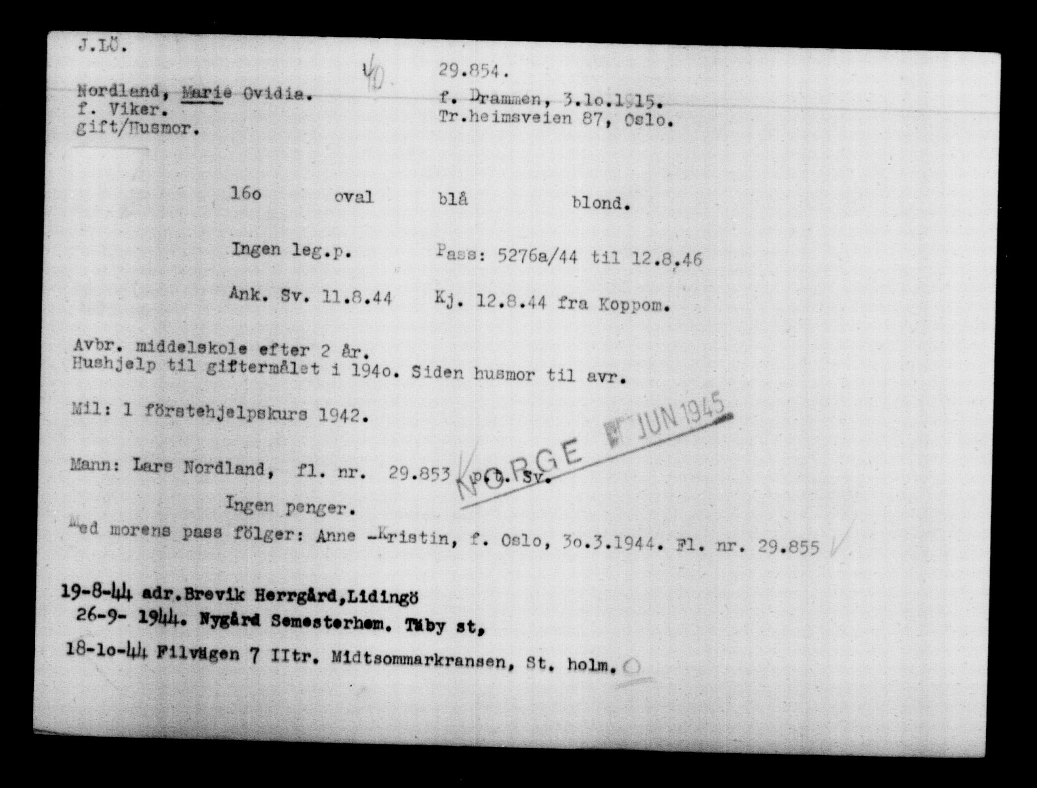 Den Kgl. Norske Legasjons Flyktningskontor, AV/RA-S-6753/V/Va/L0012: Kjesäterkartoteket.  Flyktningenr. 28300-31566, 1940-1945, p. 1709