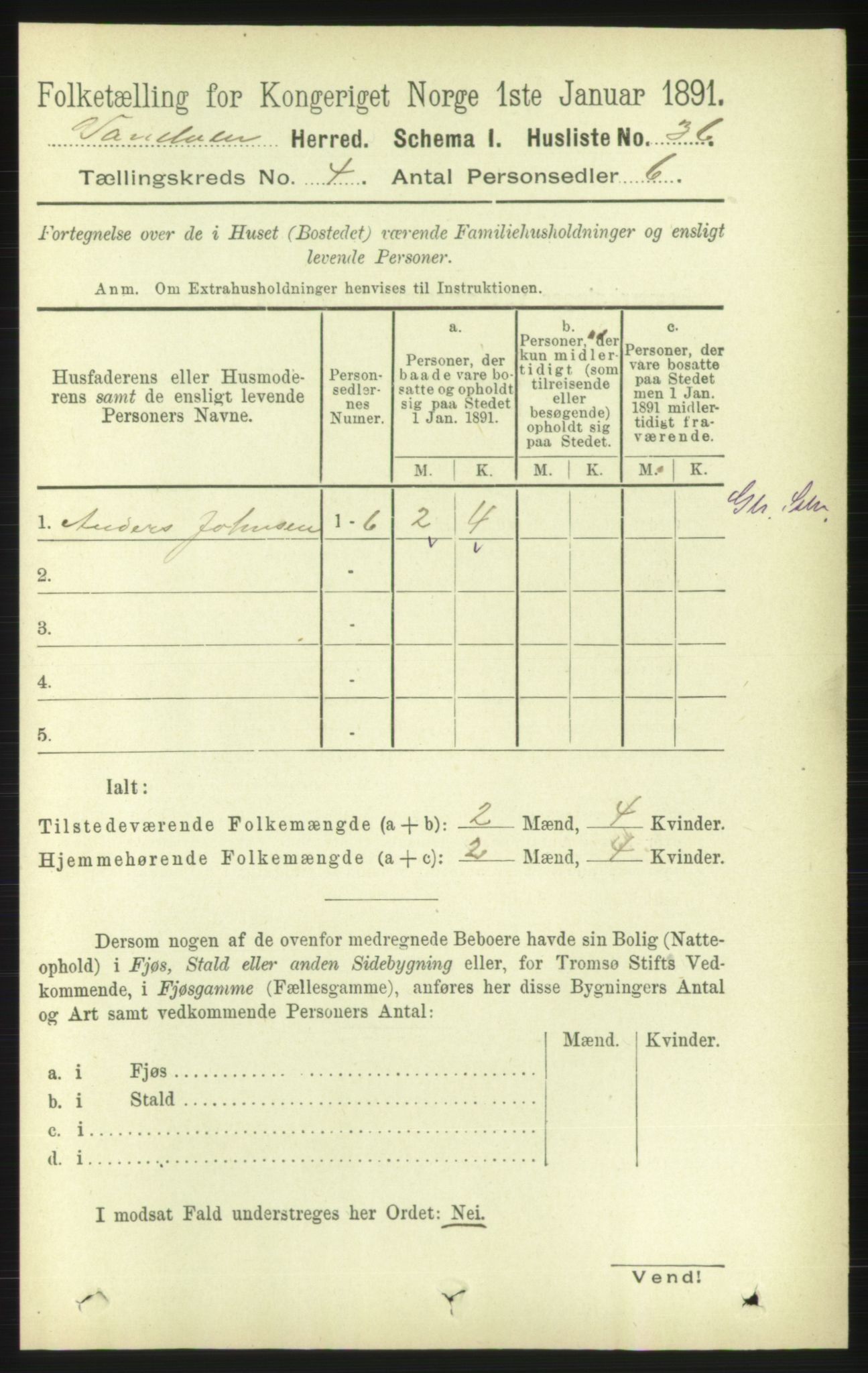 RA, 1891 census for 1511 Vanylven, 1891, p. 1798