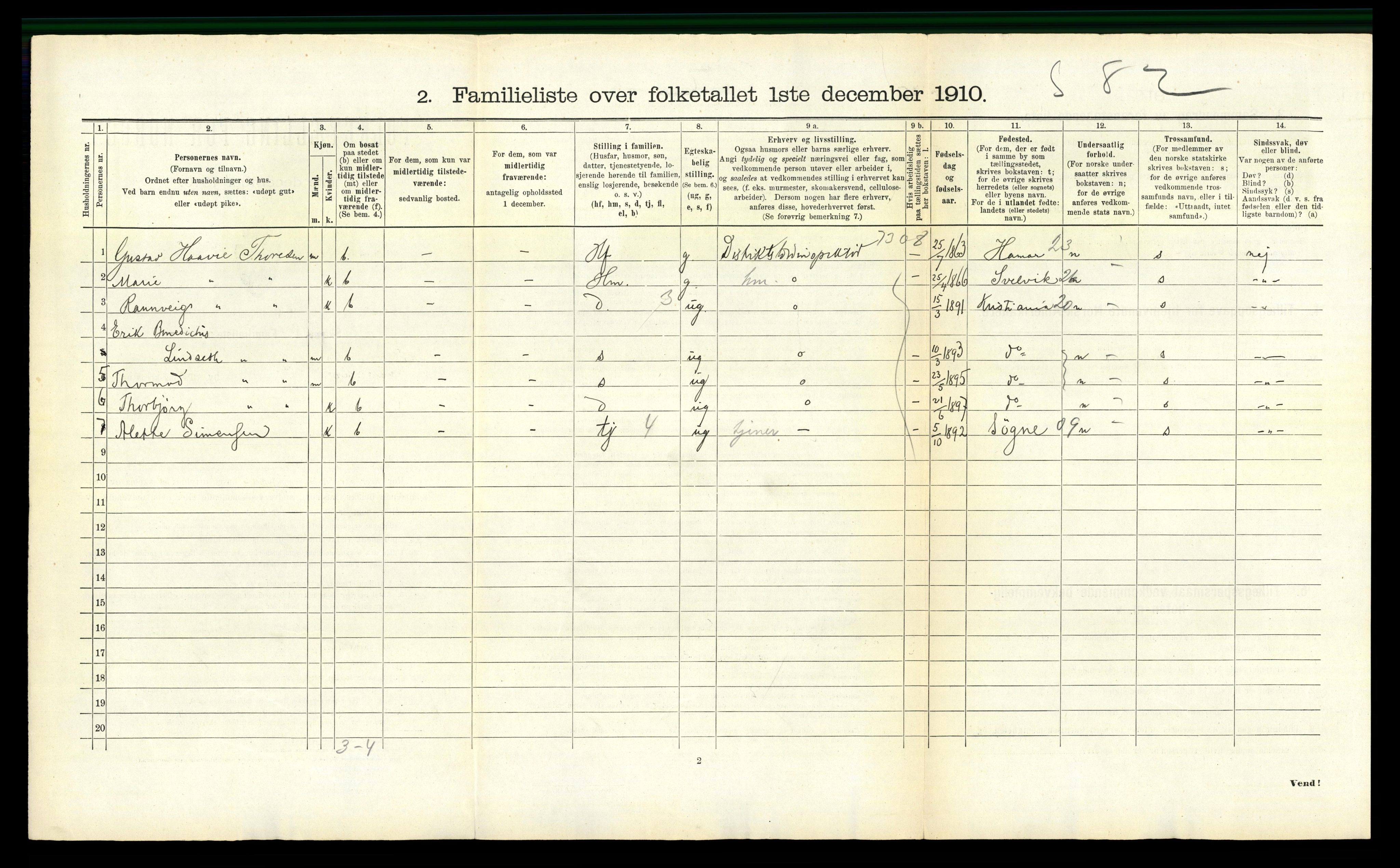 RA, 1910 census for Kristiansand, 1910, p. 6987