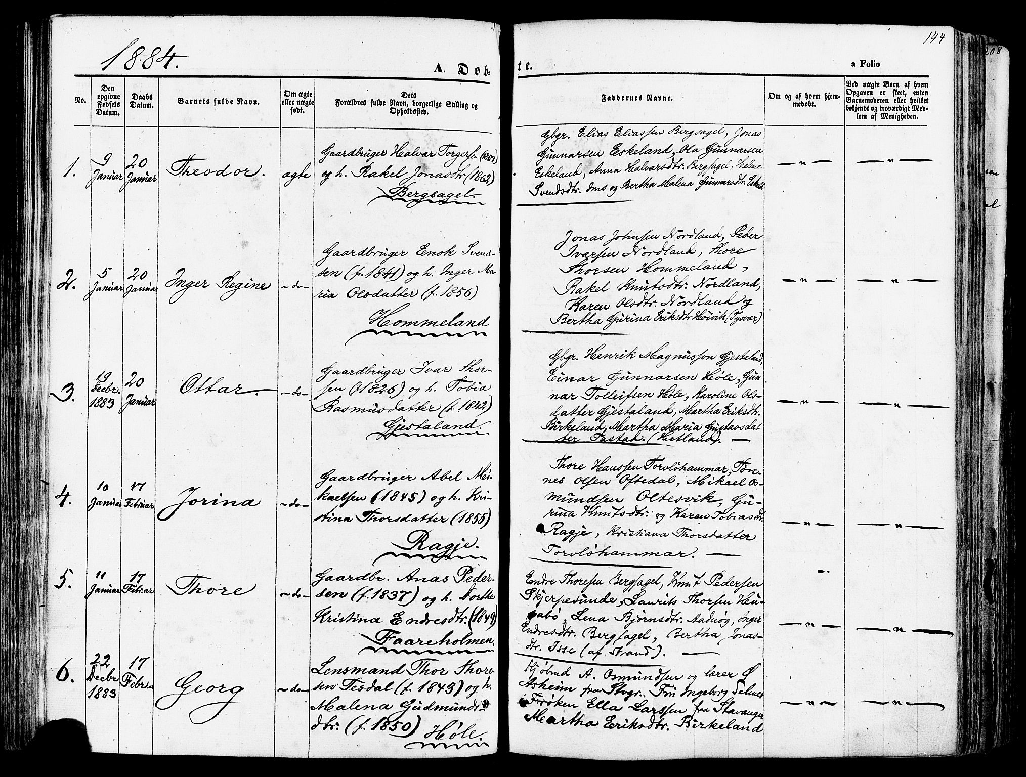 Høgsfjord sokneprestkontor, SAST/A-101624/H/Ha/Haa/L0002: Parish register (official) no. A 2, 1855-1885, p. 144