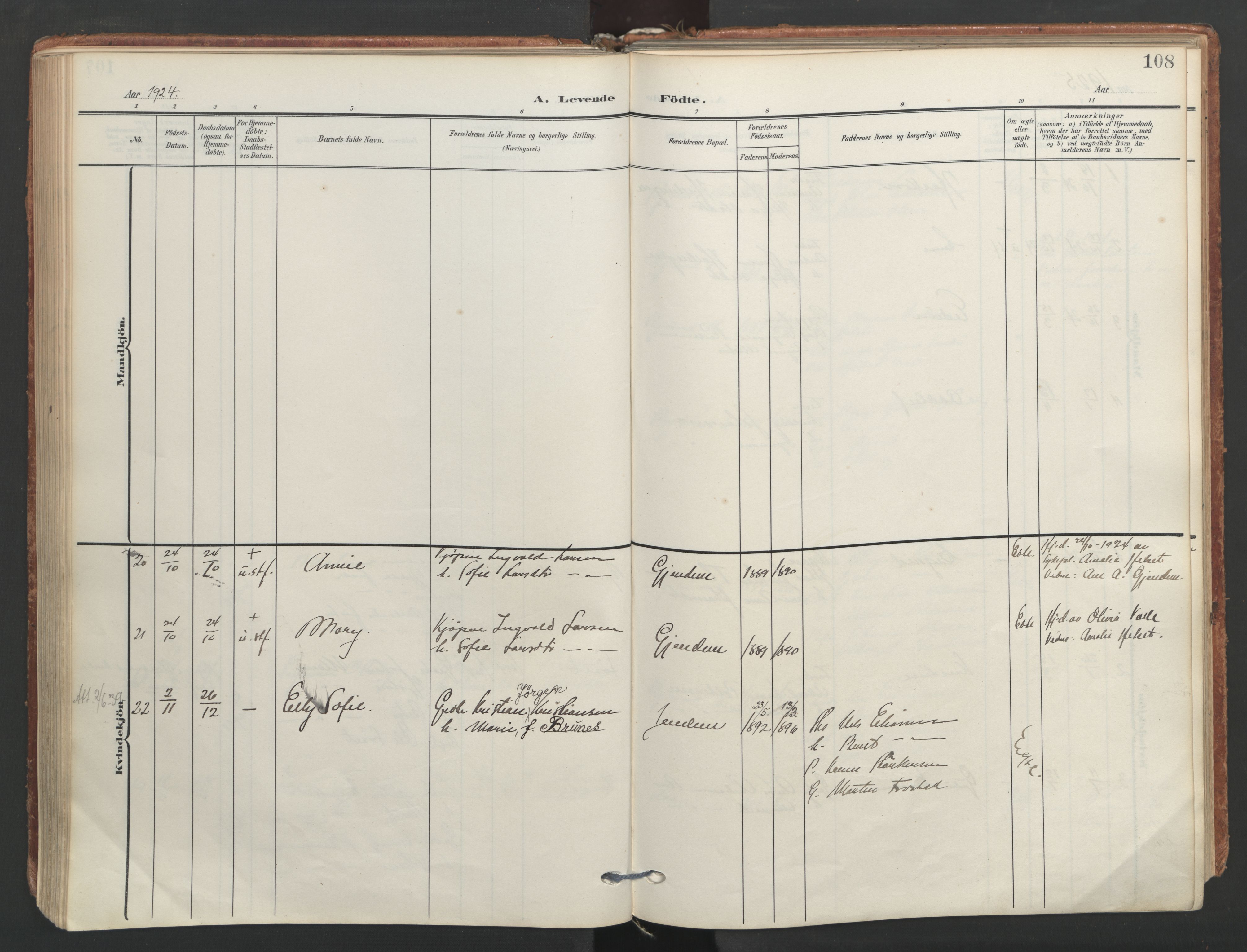 Ministerialprotokoller, klokkerbøker og fødselsregistre - Møre og Romsdal, AV/SAT-A-1454/565/L0751: Parish register (official) no. 565A05, 1905-1979, p. 108