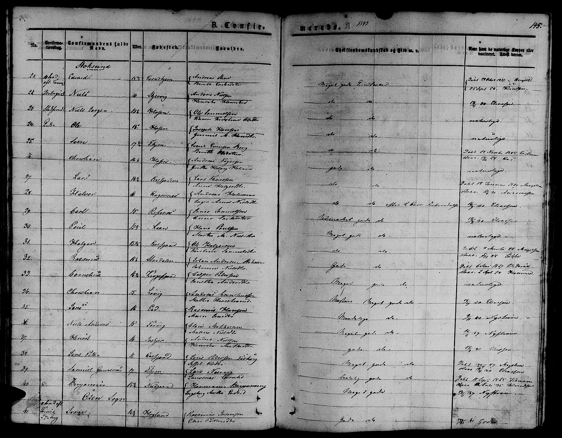Ministerialprotokoller, klokkerbøker og fødselsregistre - Sør-Trøndelag, SAT/A-1456/657/L0703: Parish register (official) no. 657A04, 1831-1846, p. 145