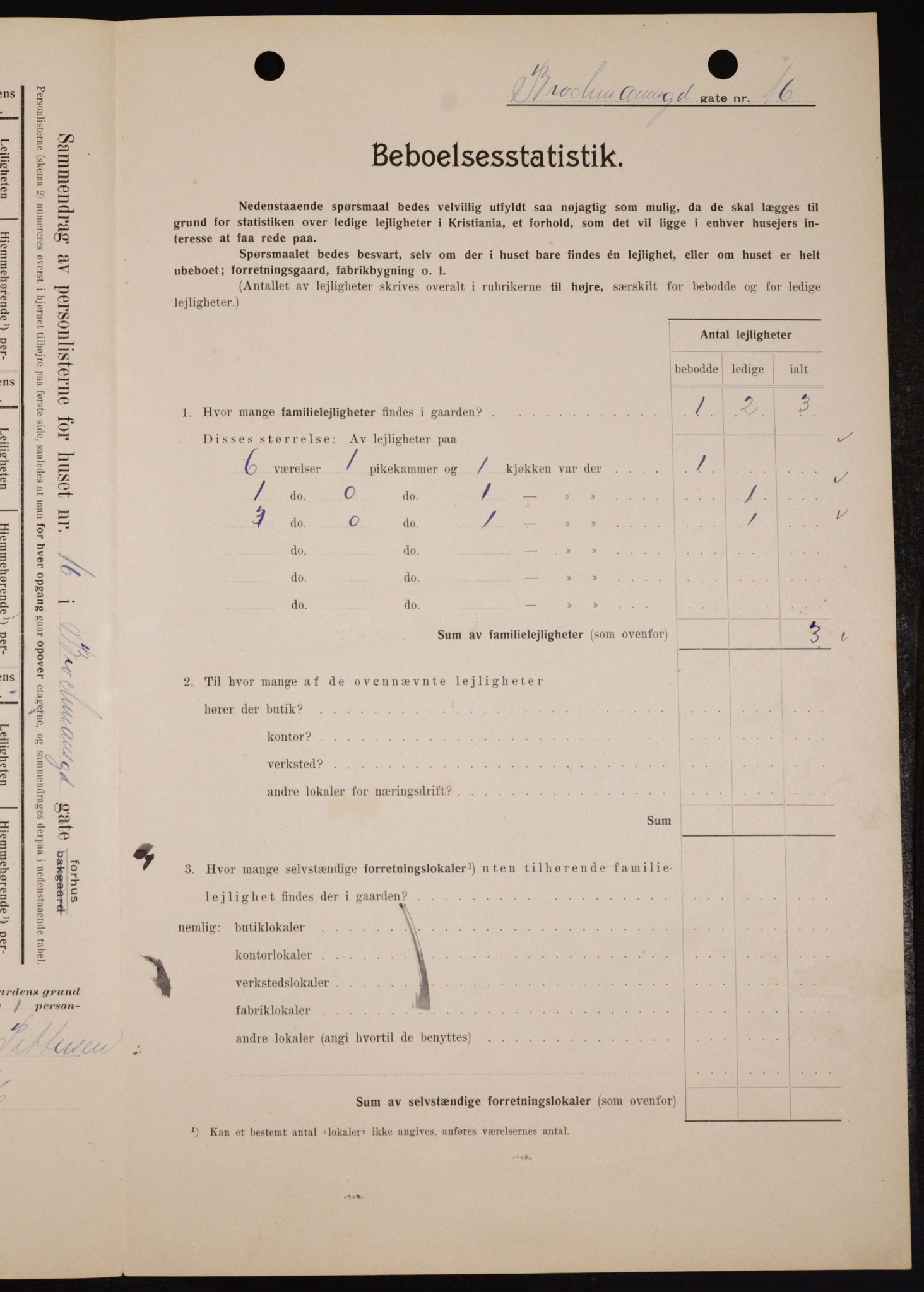 OBA, Municipal Census 1909 for Kristiania, 1909, p. 9007