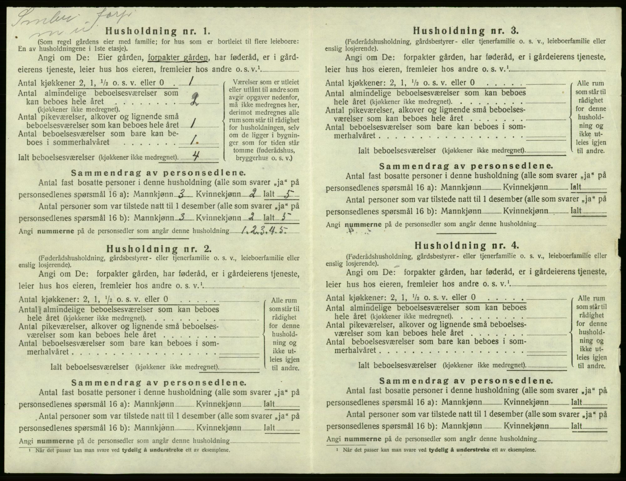 SAB, 1920 census for Kvam, 1920, p. 1406