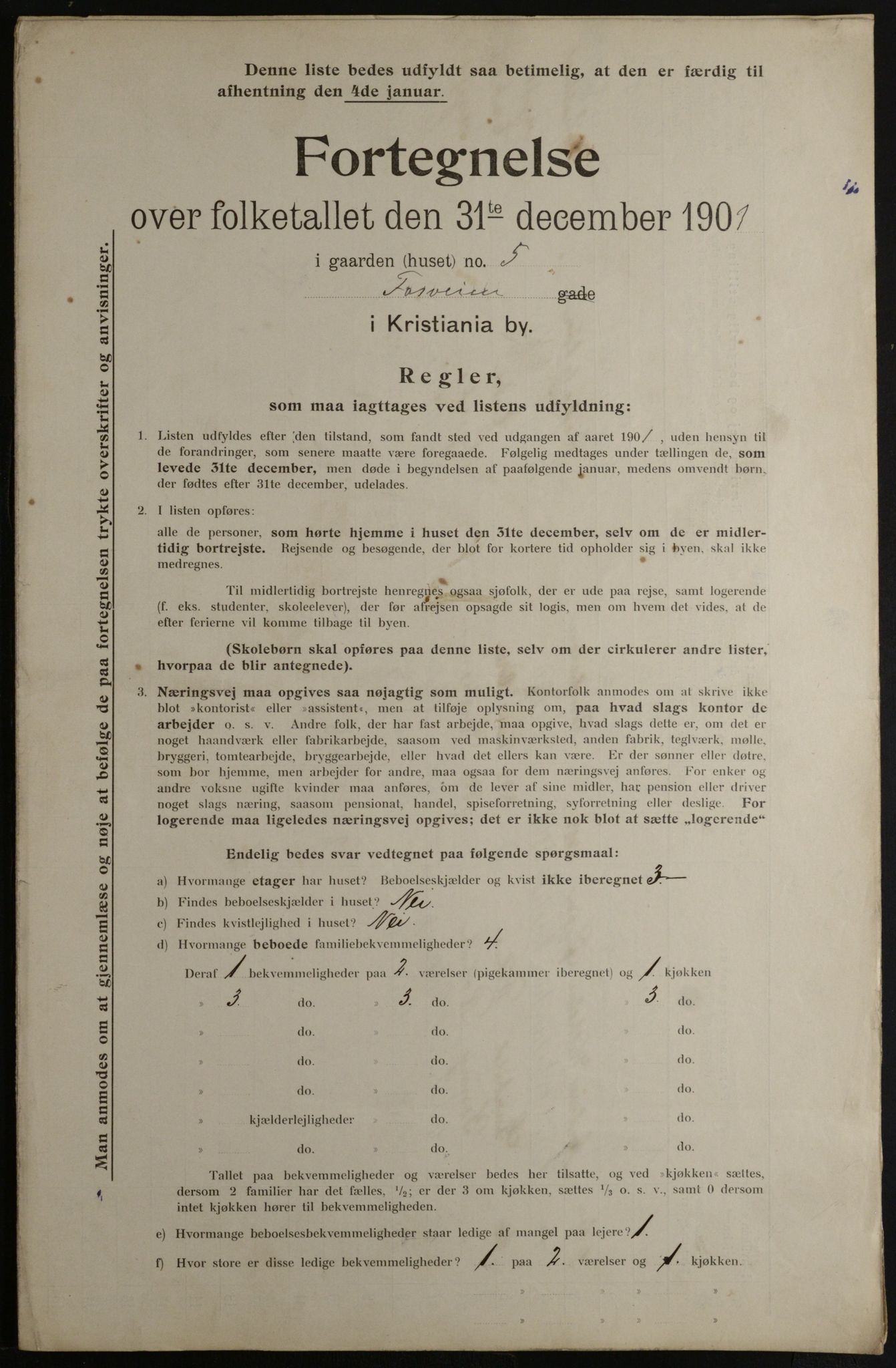 OBA, Municipal Census 1901 for Kristiania, 1901, p. 4030