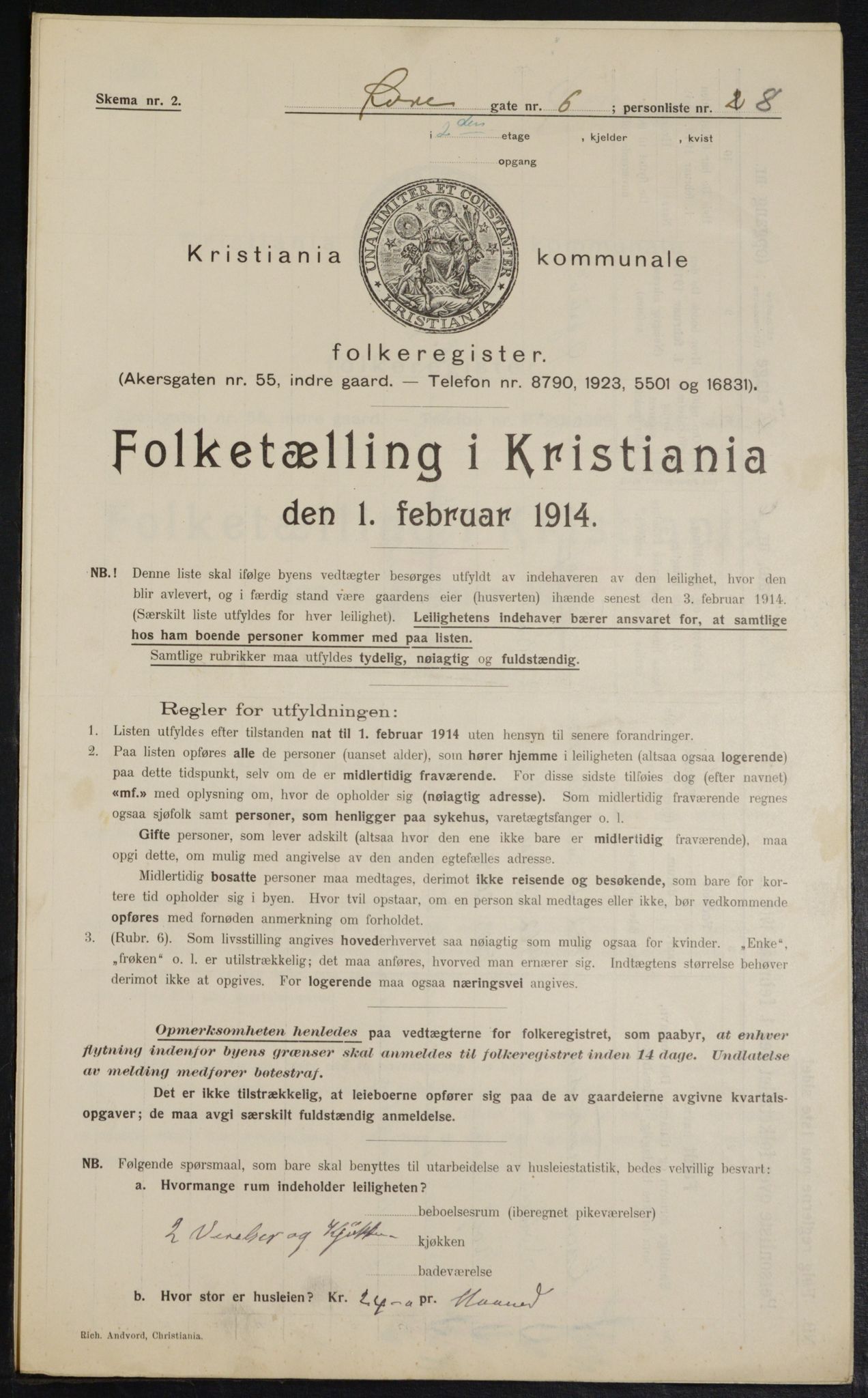 OBA, Municipal Census 1914 for Kristiania, 1914, p. 130882